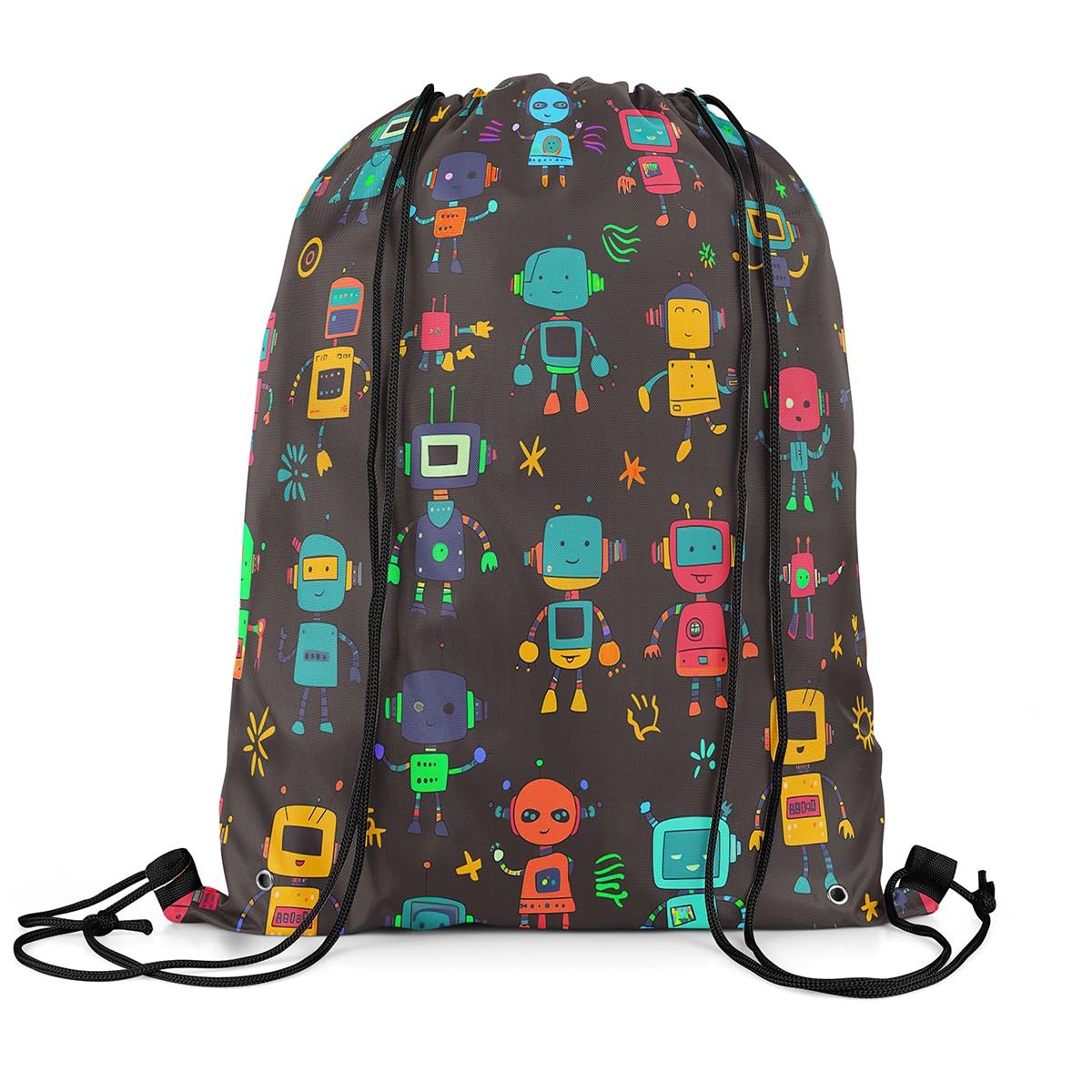 Erosebridal Cute Kawaii Robot Drawstring Backpack - Lightweight Mini Drawstring Bag for Kids, Teens & Cosplay | Perfect for School, Gym, Travel & Anime Conventions