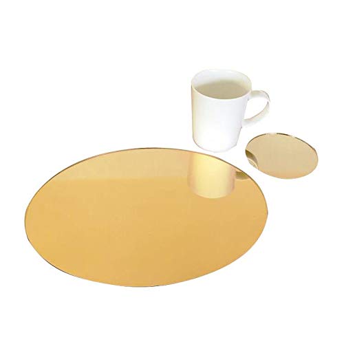 Premium Gold Mirror Oval Placemat and Coaster Set - 8 Elegant Placemats & 8 Stylish Coasters for Dining Table Decor - Perfect for Dinner Parties, Holiday Entertaining, and Upscale Home Decor