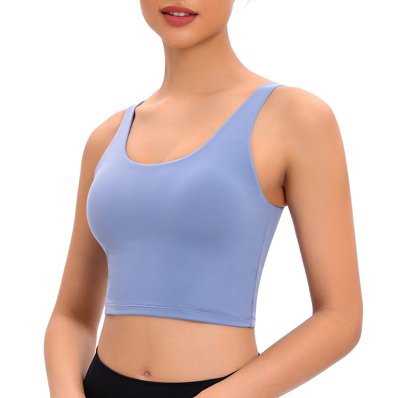 Vorcy Women's Longline Sports Bra - Wirefree Padded Yoga Bras for Gym, Running & Workout - Cropped Tank Tops for Active Lifestyles - Perfect for Yoga, HIIT, Pilates & Everyday Wear