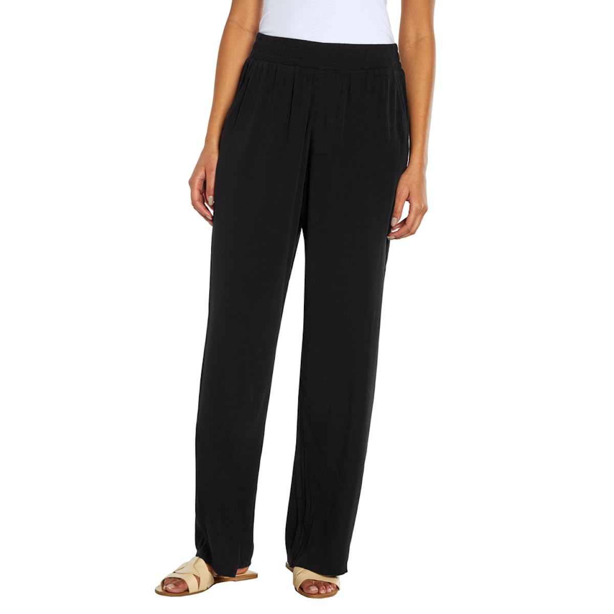 Women's Elastic Pull-On Pants with Pockets - Comfortable Casual Wear