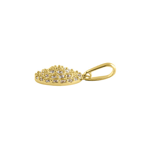 14K Yellow Gold Shield Pave CZ Pendant Necklace for Women - Elegant Cubic Zirconia Jewelry Gift for Birthday, Anniversary & Valentine's Day - Perfect for Layering, Everyday Wear & Special Occasions