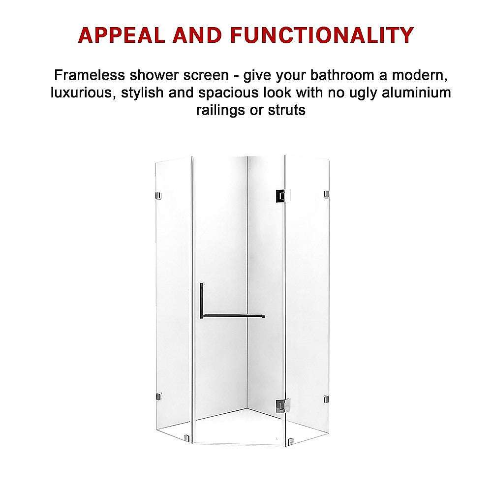 10mm Frameless Glass Shower Screen 1000x1000mm - Premium Bathroom Enclosure by Della Francesca | Perfect for Modern Walk-in Showers and Spa Bathrooms