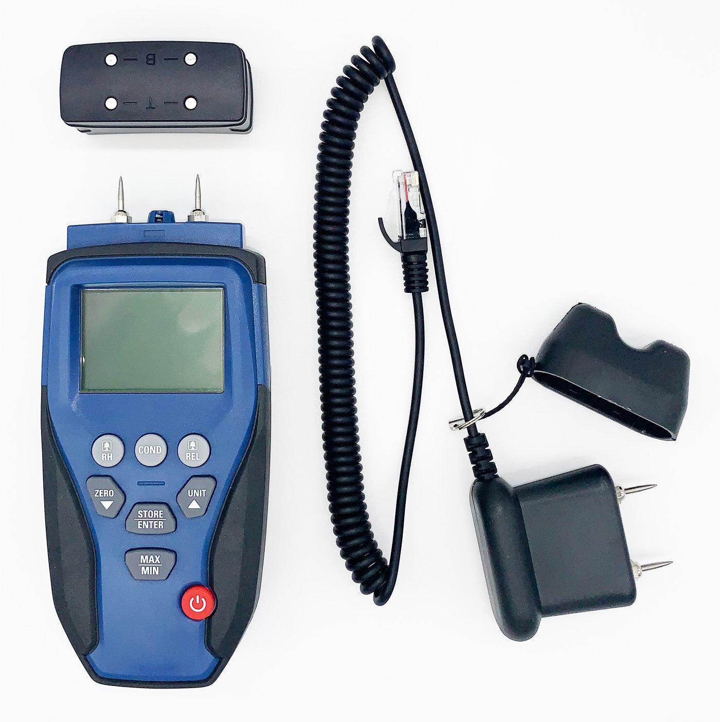Digital Moisture Meter with Psychrometer - 3-in-1 Humidity/Temperature/Dew Point Tester for Wood, Concrete, Walls - Perfect for Home Inspection, HVAC, and Construction Projects