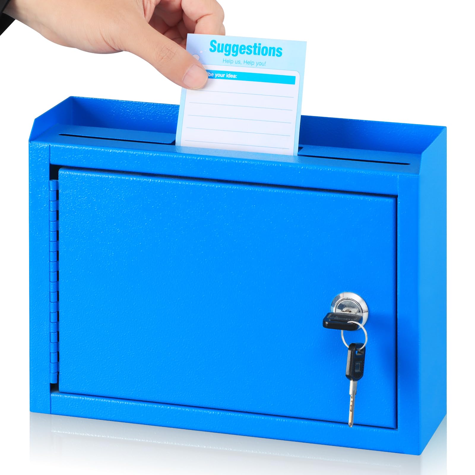 Secure Locking Mailbox with Key Drop - Wall Mounted Suggestion & Donation Box (9.8