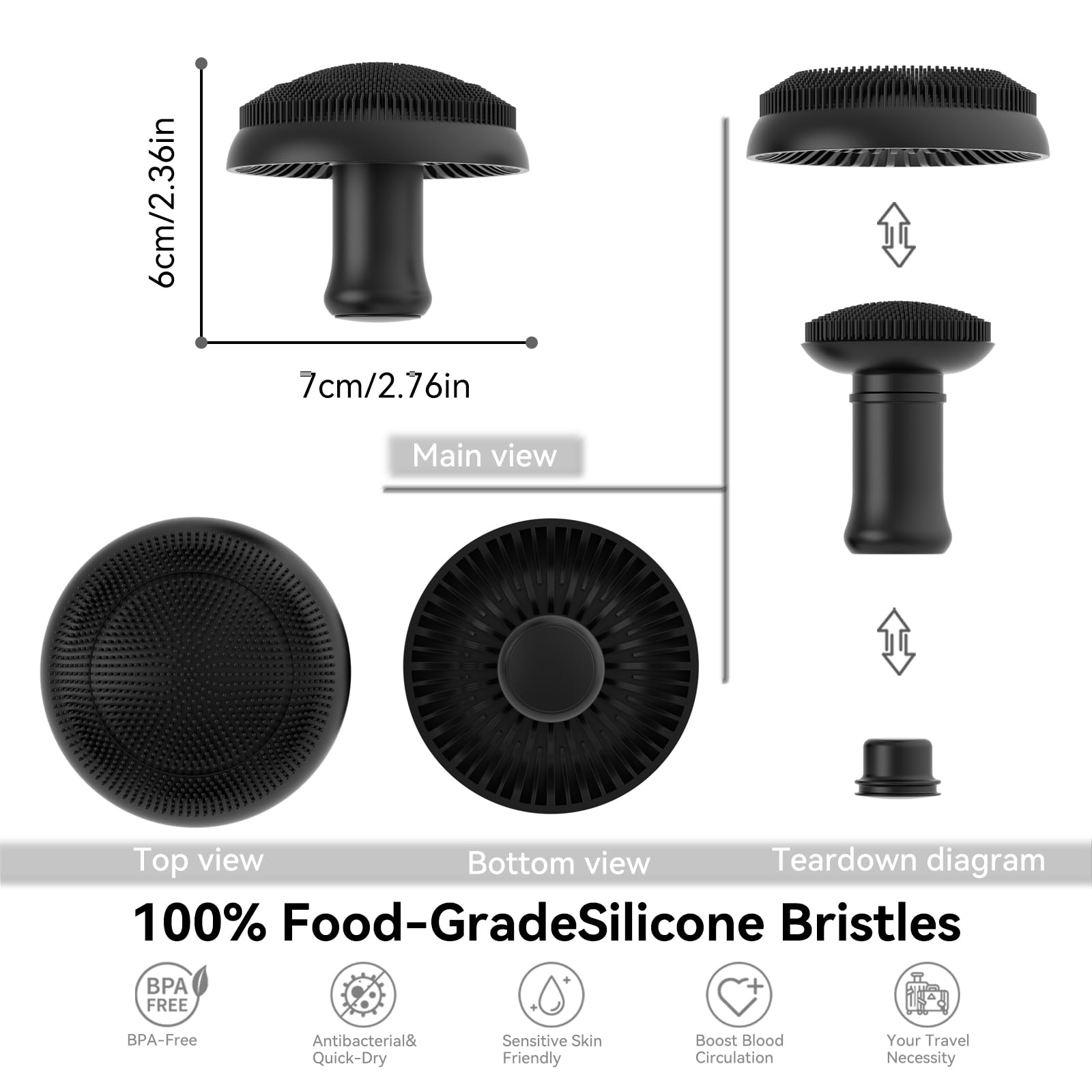 Super Soft Silicone Face Scrubber & Exfoliator - Gentle Facial Cleansing Brush for Blackhead & Acne Removal - Men & Women Skincare Tool - Perfect for Daily Face Wash & Spa Massage (Black)