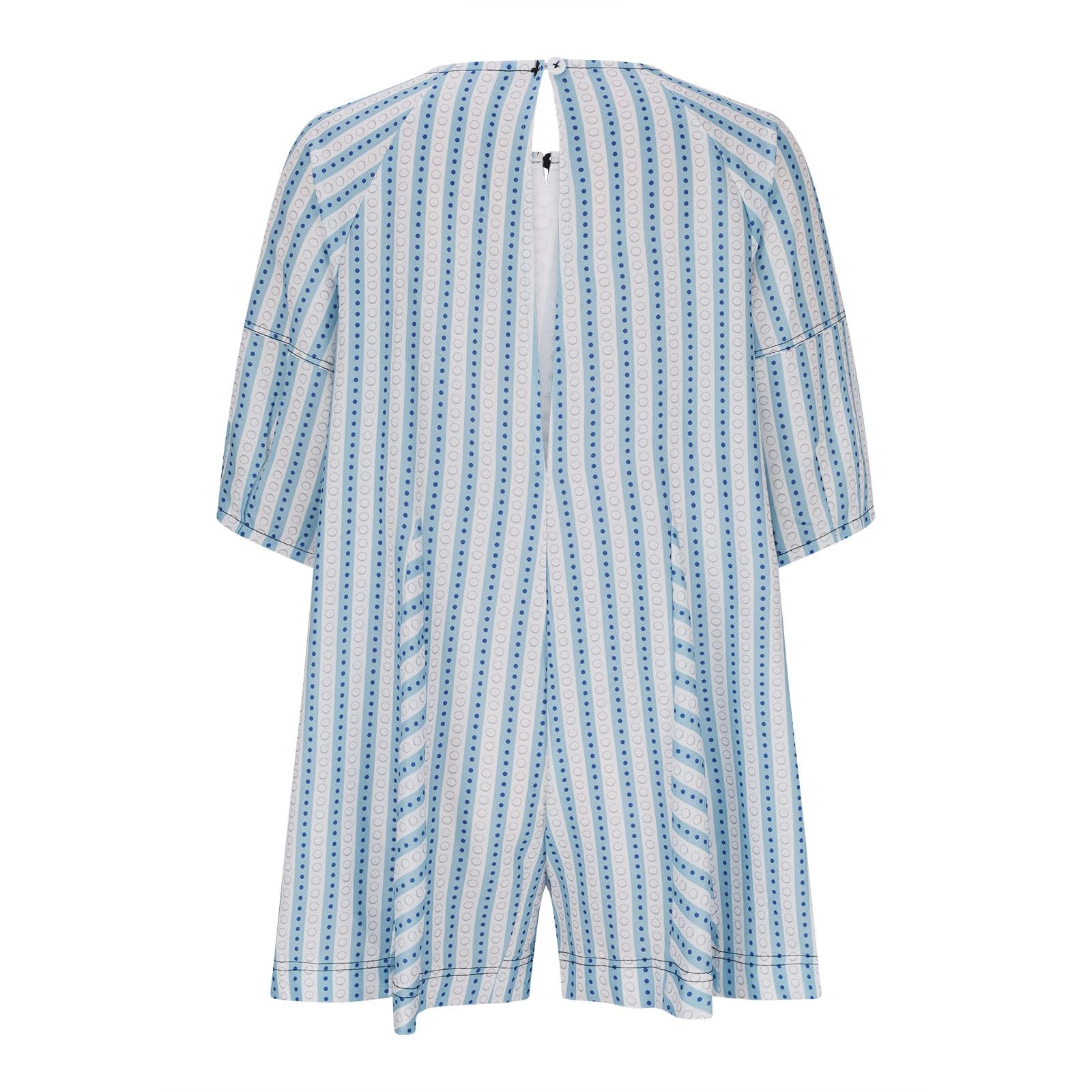 Women's Striped Rompers 2024 - Casual V-Neck Short Sleeve Jumpsuit with Pockets for Summer Outings