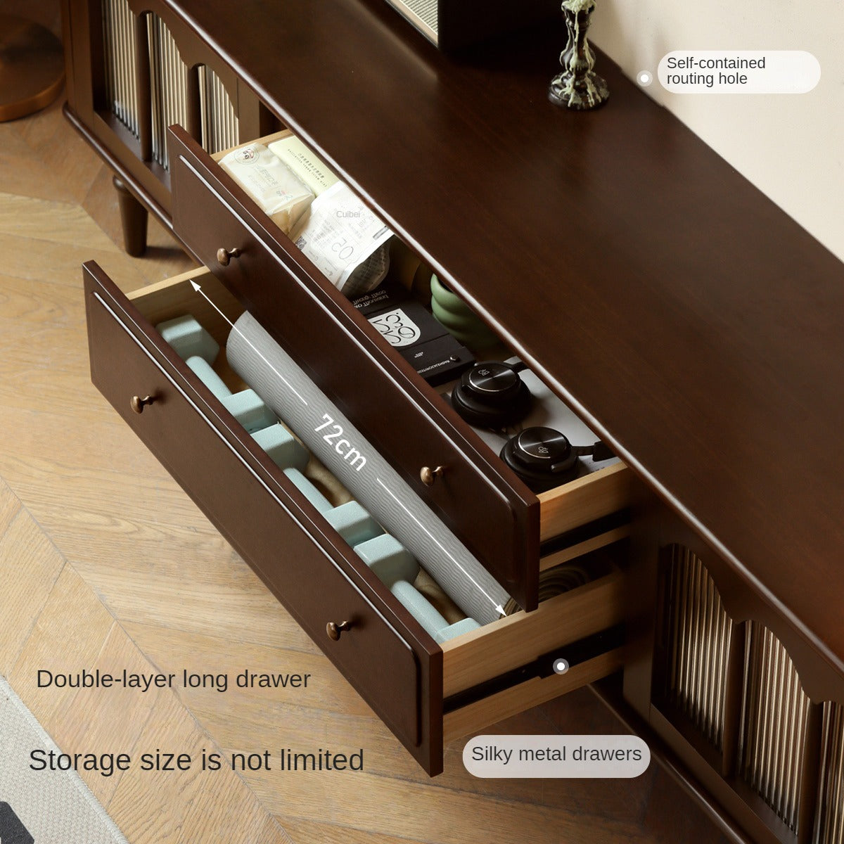 Stylish Poplar Solid Wood TV Stand - American Modern Design for Living Room & Home Theater Setup