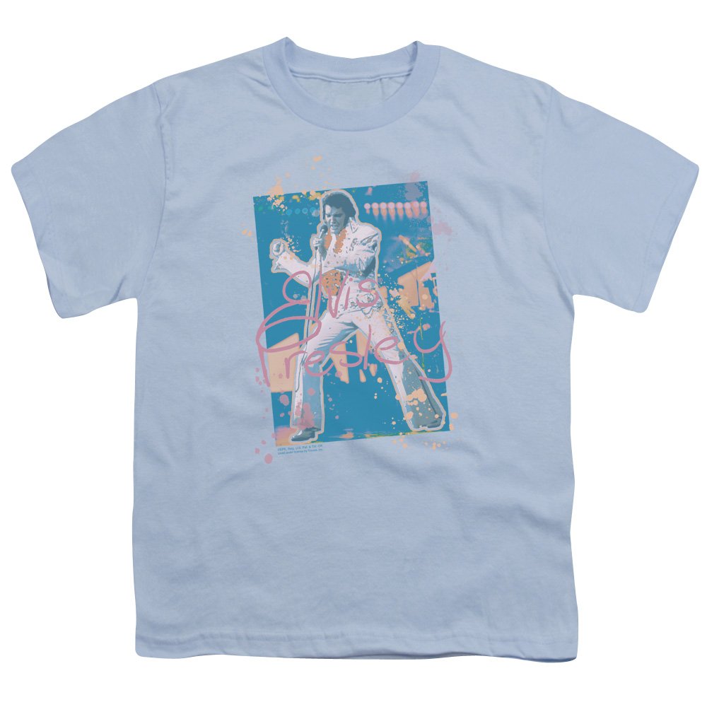 Elvis Presley Splatter Hawaii Unisex Youth T-Shirt for Boys & Girls - Cool Vintage Rock Tee for Concerts, Parties & Casual Wear