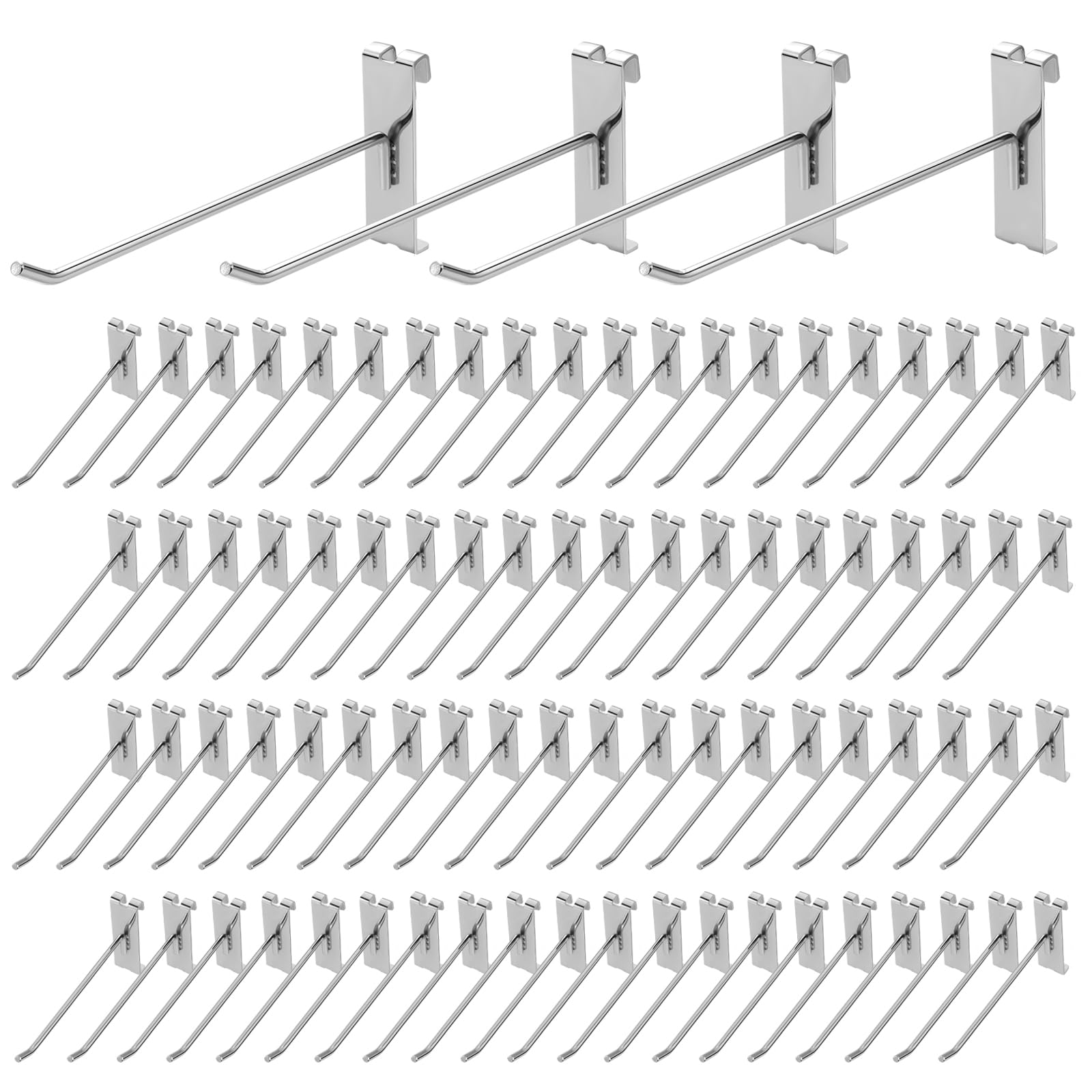 Polmart 10-Inch Heavy Duty Silver Gridwall Panel Hooks - 84 Pack for Retail Store Displays, Shelving & Merchandising - Perfect for Clothing, Accessories & Home Decor Organization