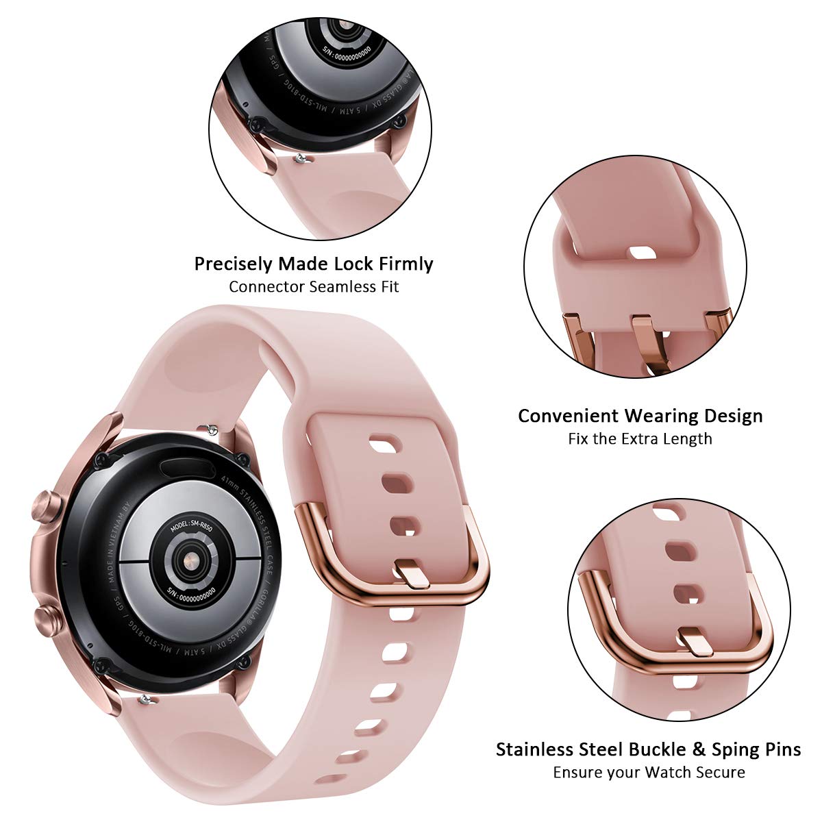 Samsung Watch Bands 20mm - Soft Silicone Replacement Sport Strap Compatible with Galaxy Watch Active 2 (40mm/44mm), Galaxy Watch 3 (41mm), Galaxy Watch Active & Galaxy Watch (42mm) - Perfect for Workouts, Running & Everyday Wear
