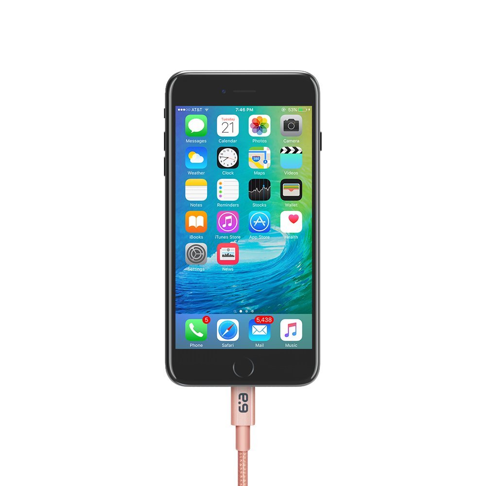 Premium Braided Metallic Lightning Cable for iPhone - Rose Gold 48