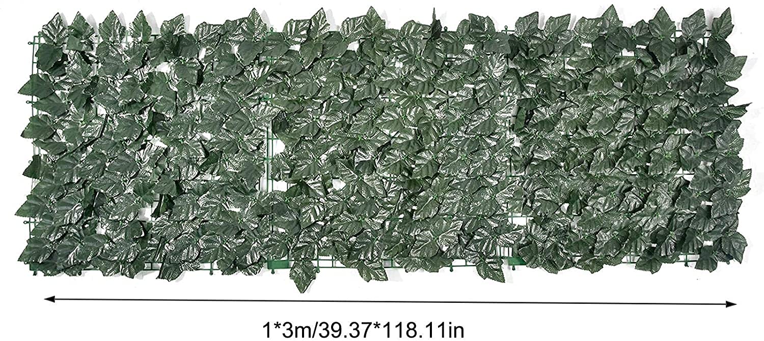Artificial Ivy Privacy Fence Screen - 3m Dark Green Hedge Screening Roll with Realistic Grape Leaves - Perfect for Garden Decor, Backyard Privacy, and Patio Shade