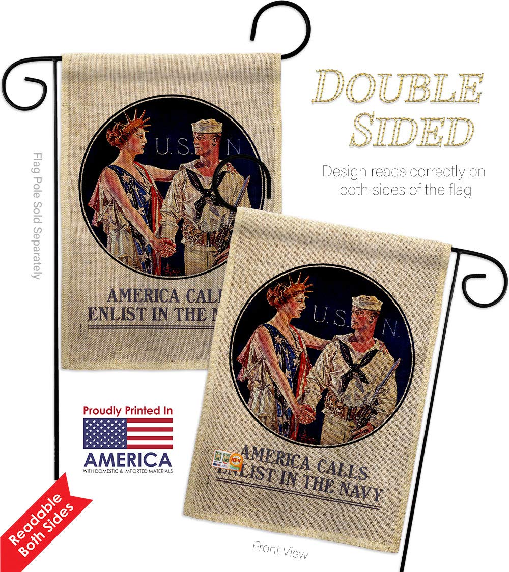Double-Sided 28x40 Inch US Navy Seabee Burlap Garden House Flag Kit - Patriotic Military Veteran Yard Banner, Made in USA - Perfect for Memorial Day, Veterans Day & Military Home Decor
