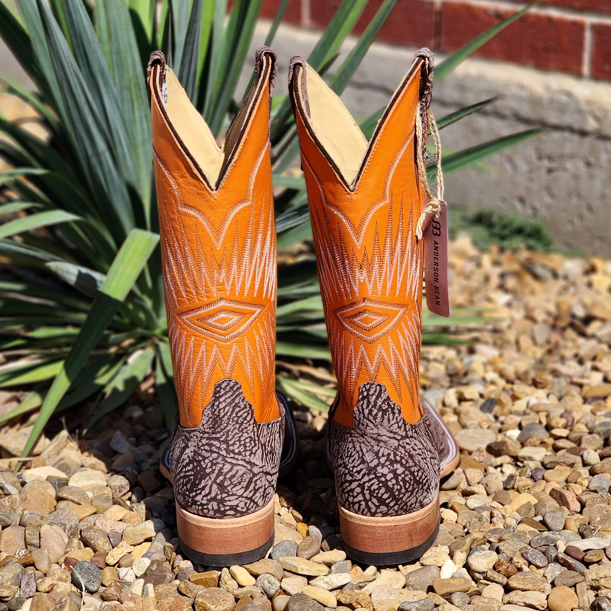 Anderson Bean Men's Brown Washed Square Toe Cowboy Boots - Premium Leather Western Boots for Men | Perfect for Rodeo, Country Dancing & Casual Wear
