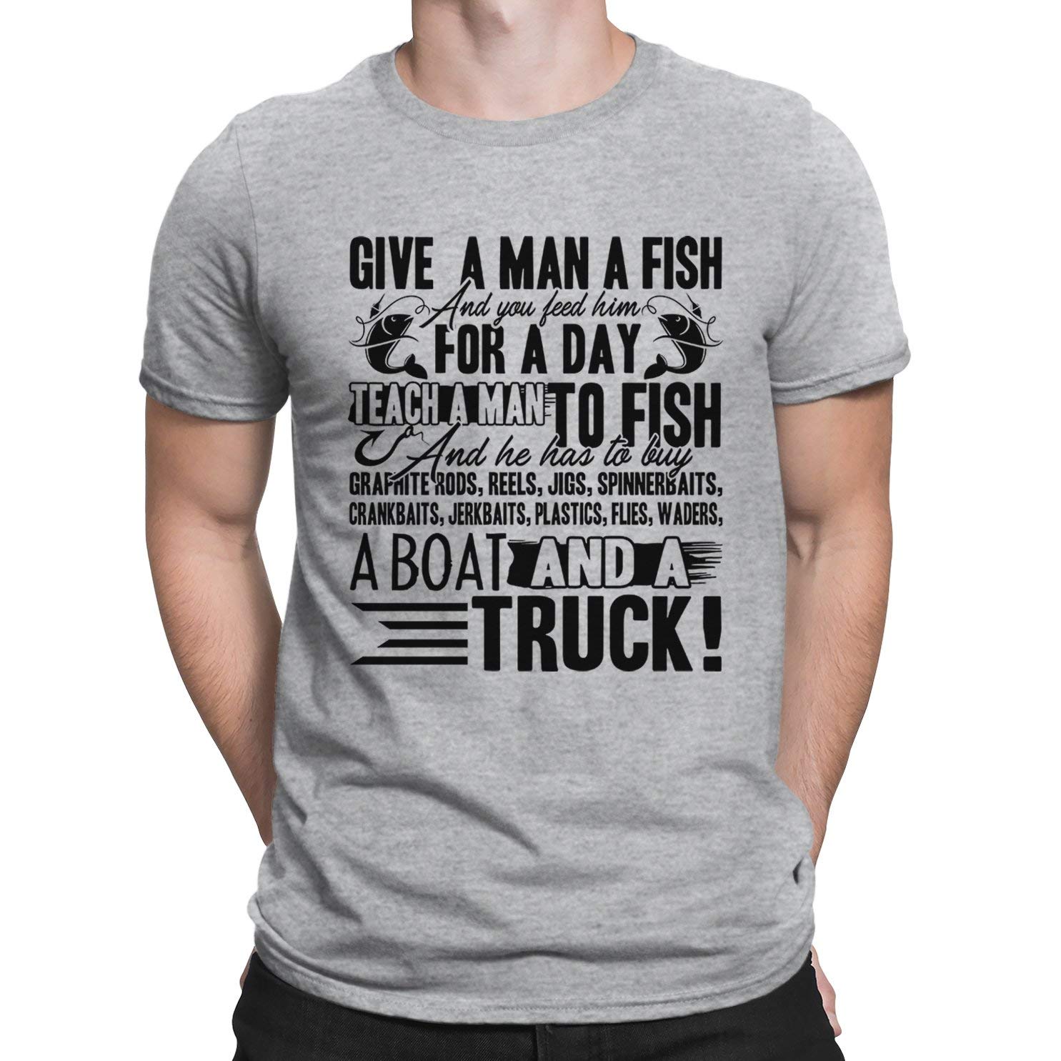 Teach A Man to Fish T-Shirt - Comfortable Cotton Fishing Tee for Men - Perfect for Fishing Trips, Outdoor Adventures & Casual Wear