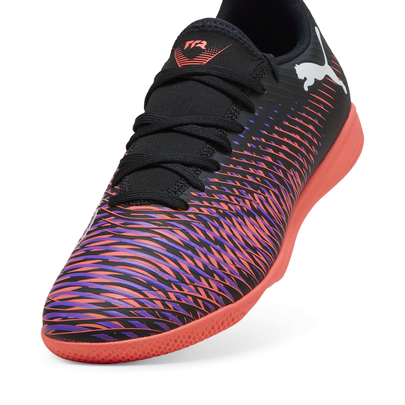 Puma Future 8 Play IT Indoor Football Shoes for Men - Black/Glowing Red - Lightweight Soccer Cleats with Enhanced Grip - Perfect for Indoor Training & Futsal Matches