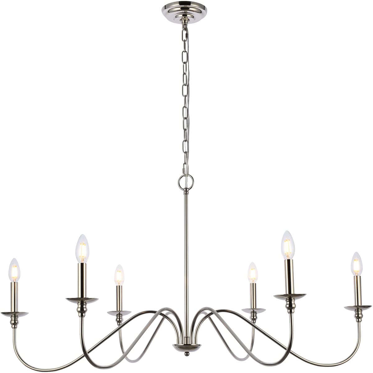 Elegant Rohan Collection 6-Light Chandelier - Modern Crystal Ceiling Light Fixture for Dining Room, Living Room & Bedroom - Luxury Home Decor Lighting