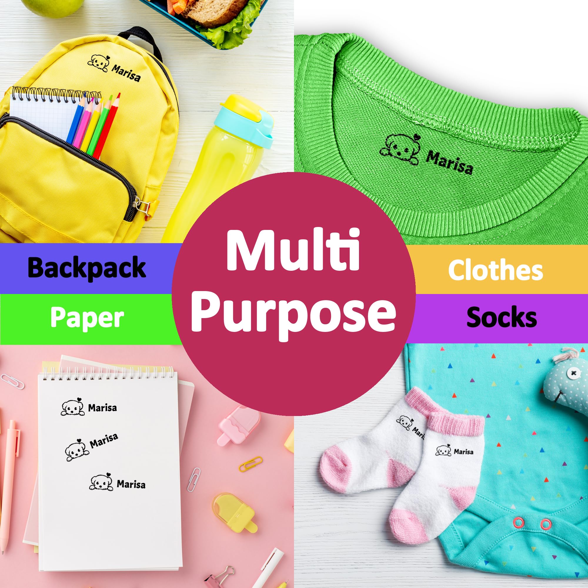 Personalized Name Stamp for Kids Clothes - Custom Washable & Dryer Safe Clothing Labels - Cute Panda Design for Daycare, Preschool & Nursing Home - Perfect for Organizing Baby Clothes & School Uniforms