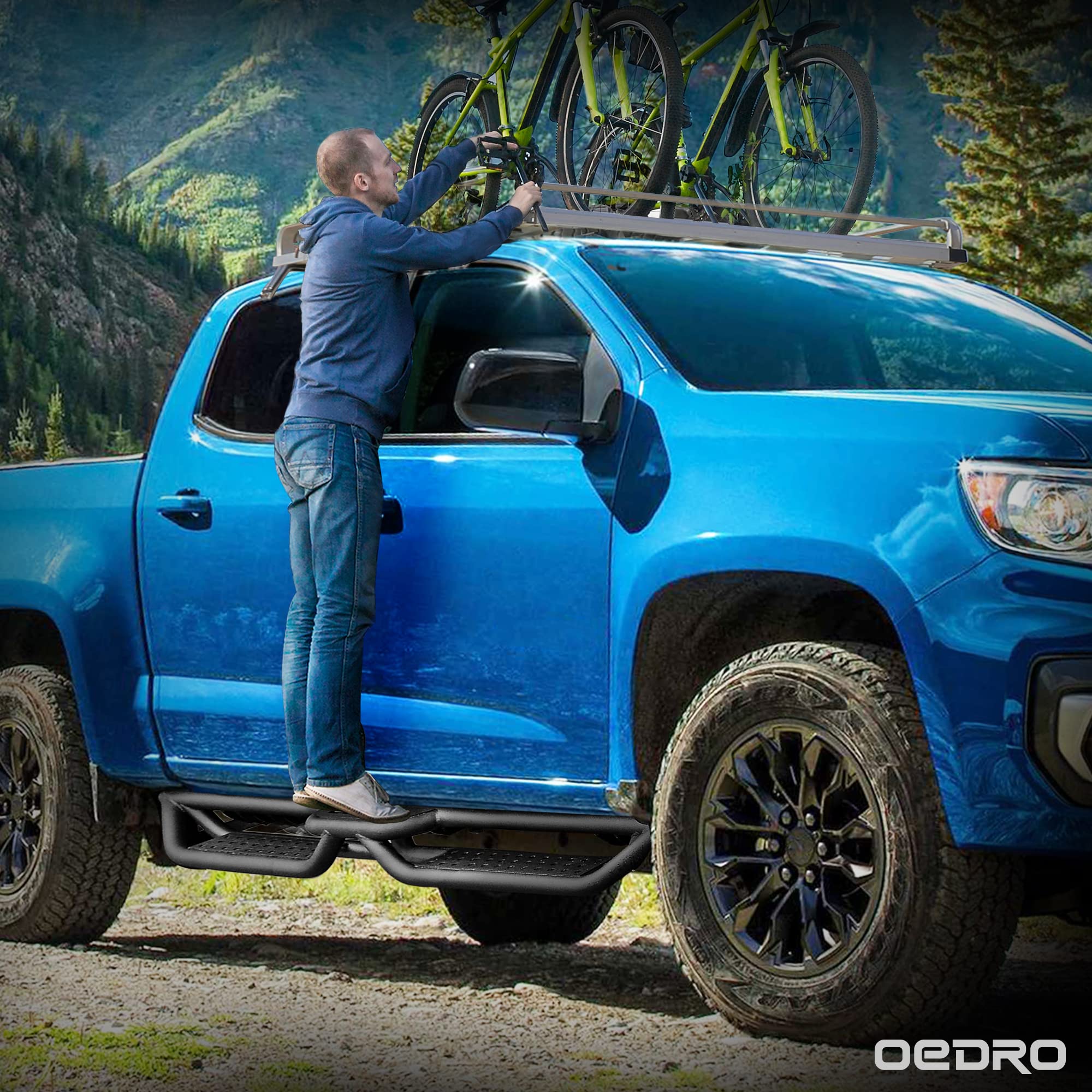 OEDRO 6 Inch Running Boards for 2019-2025 Chevy Silverado & GMC Sierra 1500/2500HD/3500HD Crew Cab (Excludes 2019 1500 LD/Limited) - Heavy Duty Bolt-On Steel Side Steps Nerf Bars - Perfect for Off-Roading, Truck Access & Enhanced Vehicle Style