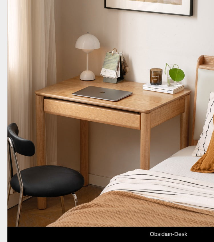 Solid Oak Wood Modern Writing Desk - Home Office Furniture for Study, Work & Productivity | Durable & Stylish Workspace Solution