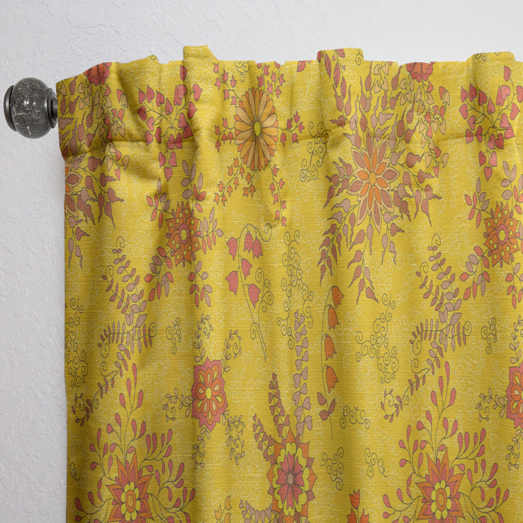 DesignQ Thermal Insulated Curtains - Colorful Botanic Texture Blackout Drapes for Bedroom & Living Room (52x84, Single Panel) - Perfect for Privacy, Light Control & Energy Efficiency