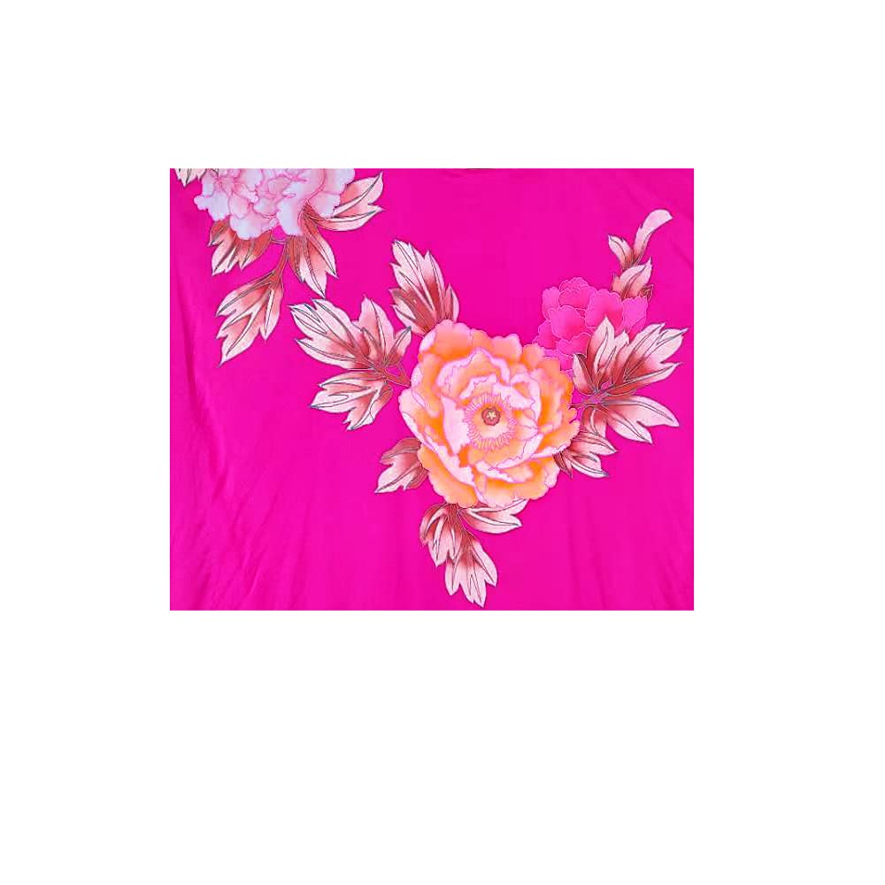 Luxury 100% Silk Pajamas for Women - Floral Print Silk Kimono Robe with Doll Sleeves - Elegant Loungewear & Bridal Shower Gift for Spa Nights and Relaxation at Home