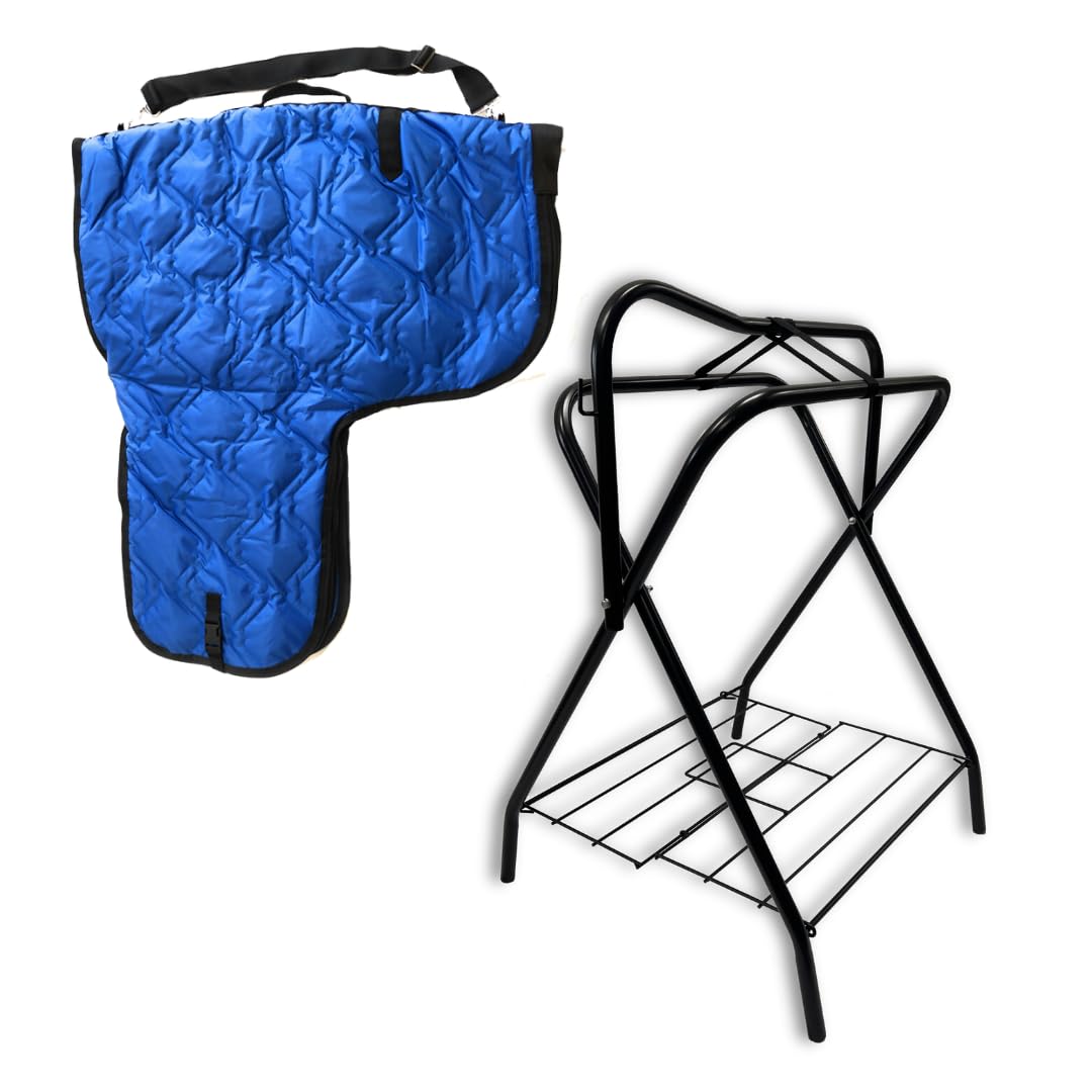 AJ Tack Freestanding Saddle Rack with Western Saddle Carrier - Heavy Duty Horse Equipment for Stable, Barn & Trailer Organization - Perfect for Equestrian Storage & Display