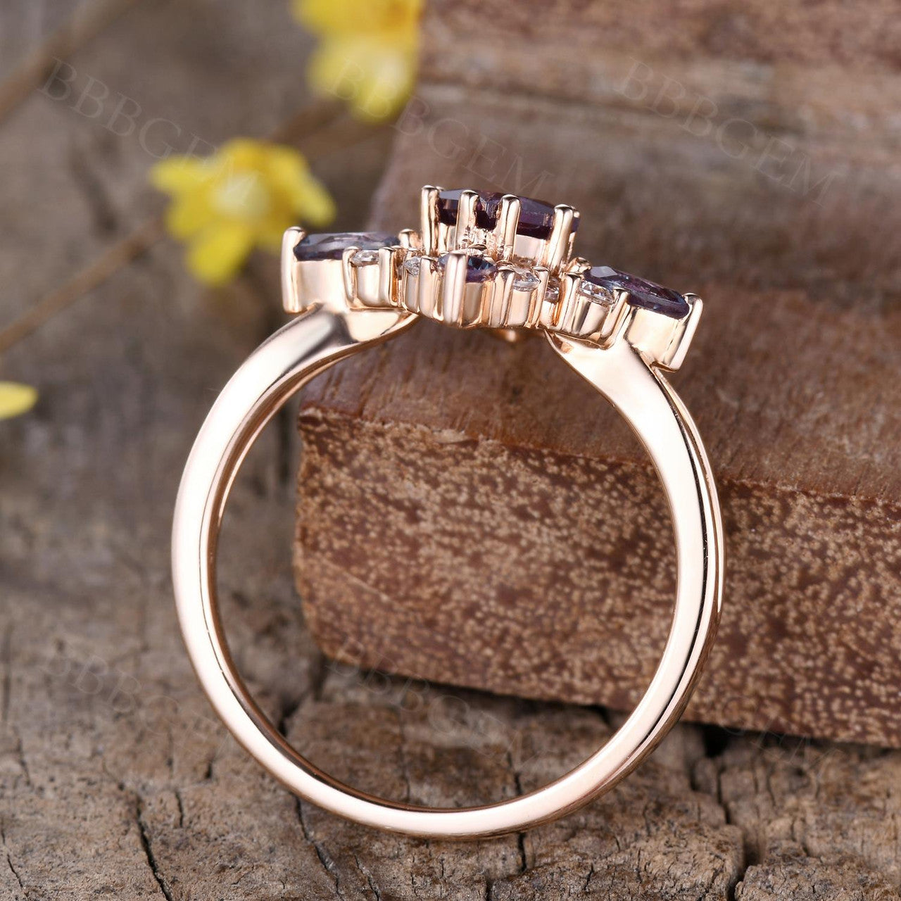 Vintage French Princess Cut Lab Alexandrite Infinity Crossover Ring Cluster Diamond - Elegant Engagement, Wedding, Anniversary Jewelry Gift for Women