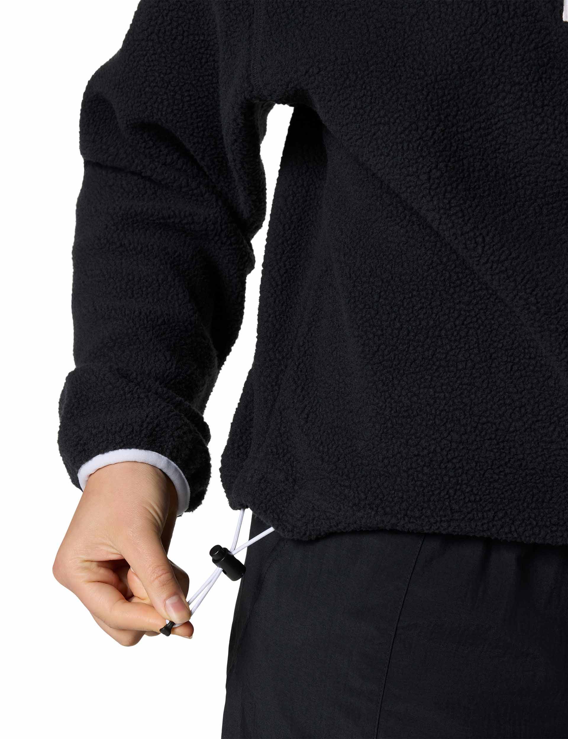 Helvetia II Cropped Sherpa Half Snap Fleece Jacket for Women - Cozy Winter Outerwear - Perfect for Casual Outings, Hiking & Outdoor Adventures (Black)