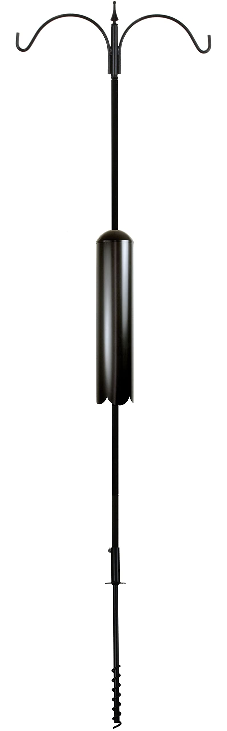 Premium Kettle Moraine Bird Feeder Pole Set with Raccoon Baffle & Twister Ground Socket (2 Arm) - Heavy Duty Outdoor Bird Feeding Station for Backyard, Garden, and Patio Use