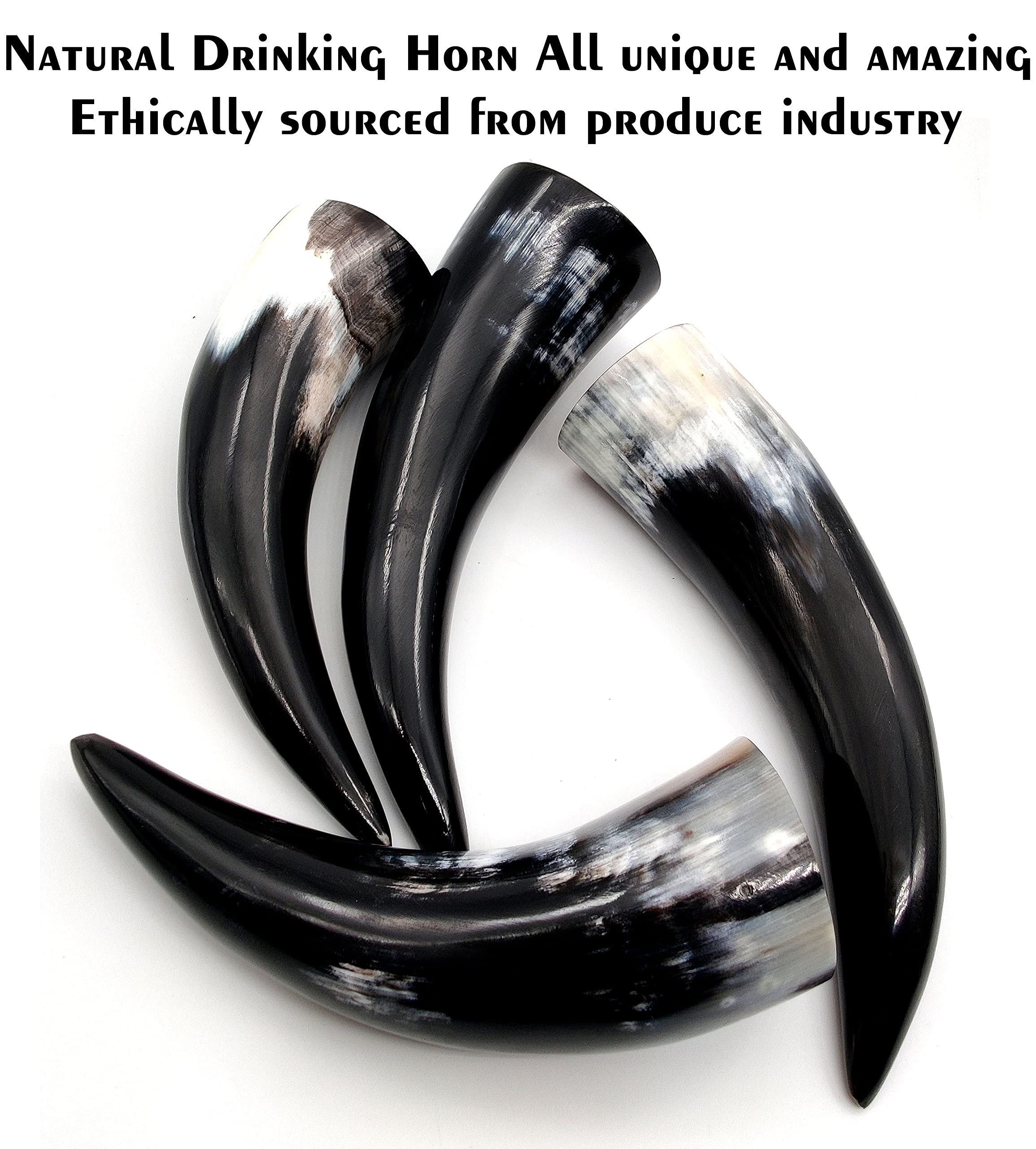 Authentic Viking Drinking Horn 16 oz - Handcrafted Medieval Norse Style with Genuine Leather Holster - Natural Finish - Perfect for Renaissance Fairs, LARP Events, and Viking Themed Parties