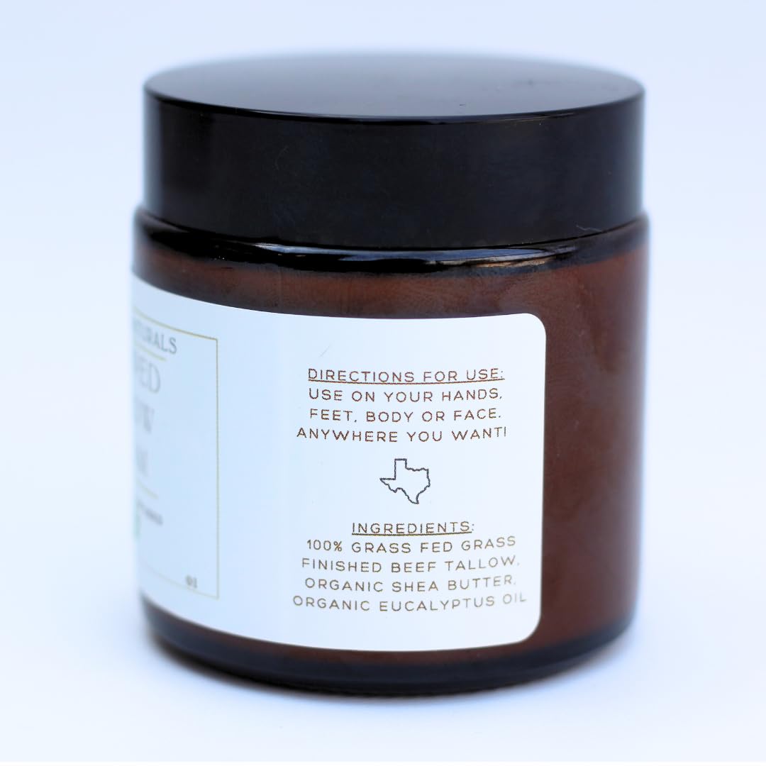 **100% Grass-Fed Whipped Tallow Moisturizer – All-Natural Face & Body Cream for Rosacea, Eczema & Baby Care – Eucalyptus Infused (2 oz) – Hydrates Dry Skin, Soothes Irritation – Perfect for Sensitive Skin & Daily Skincare Routine**