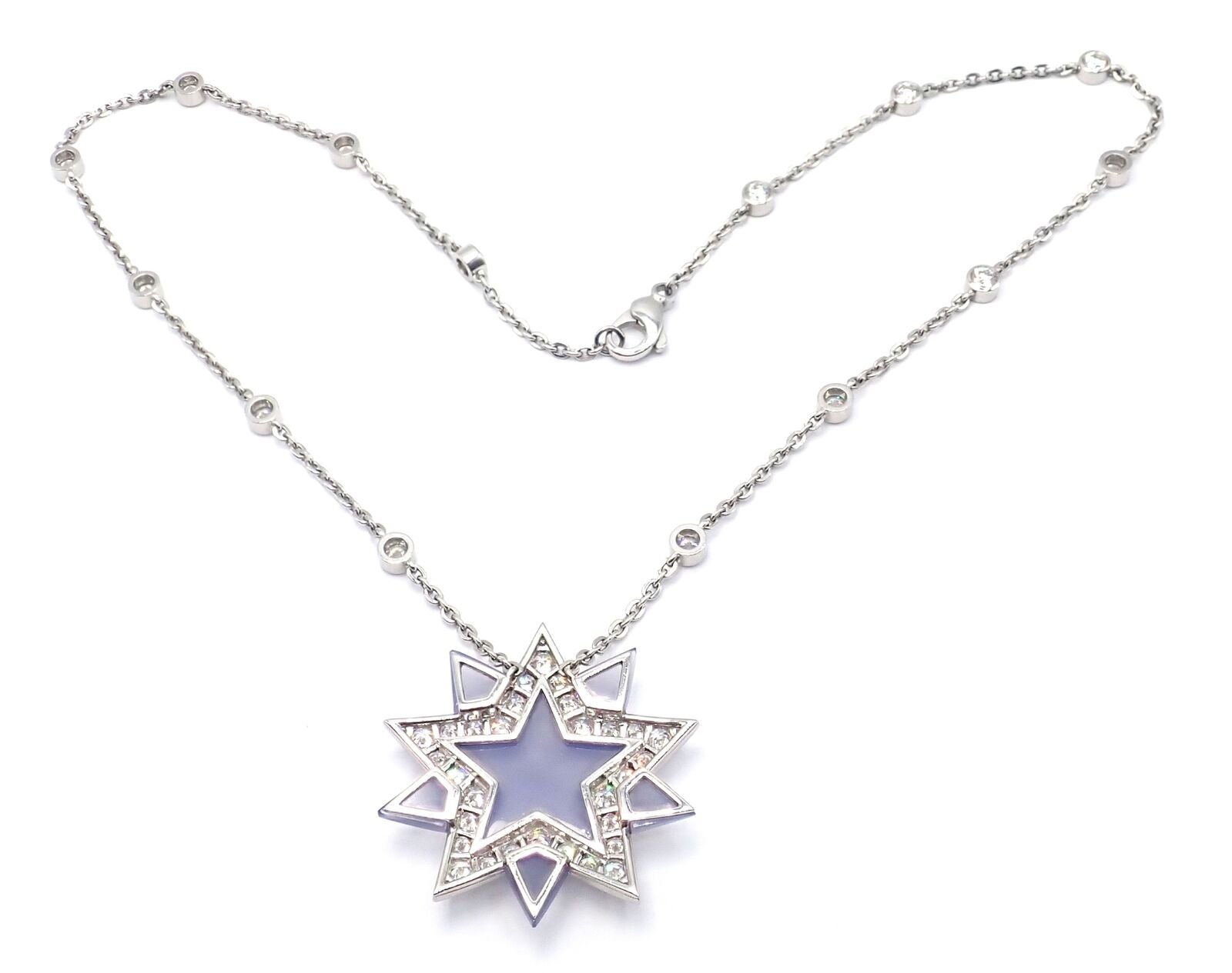 Authentic Tiffany & Co Platinum Diamond Blue Chalcedony Star Pendant Necklace - Perfect for Anniversary Gifts, Valentine's Day & Special Occasions