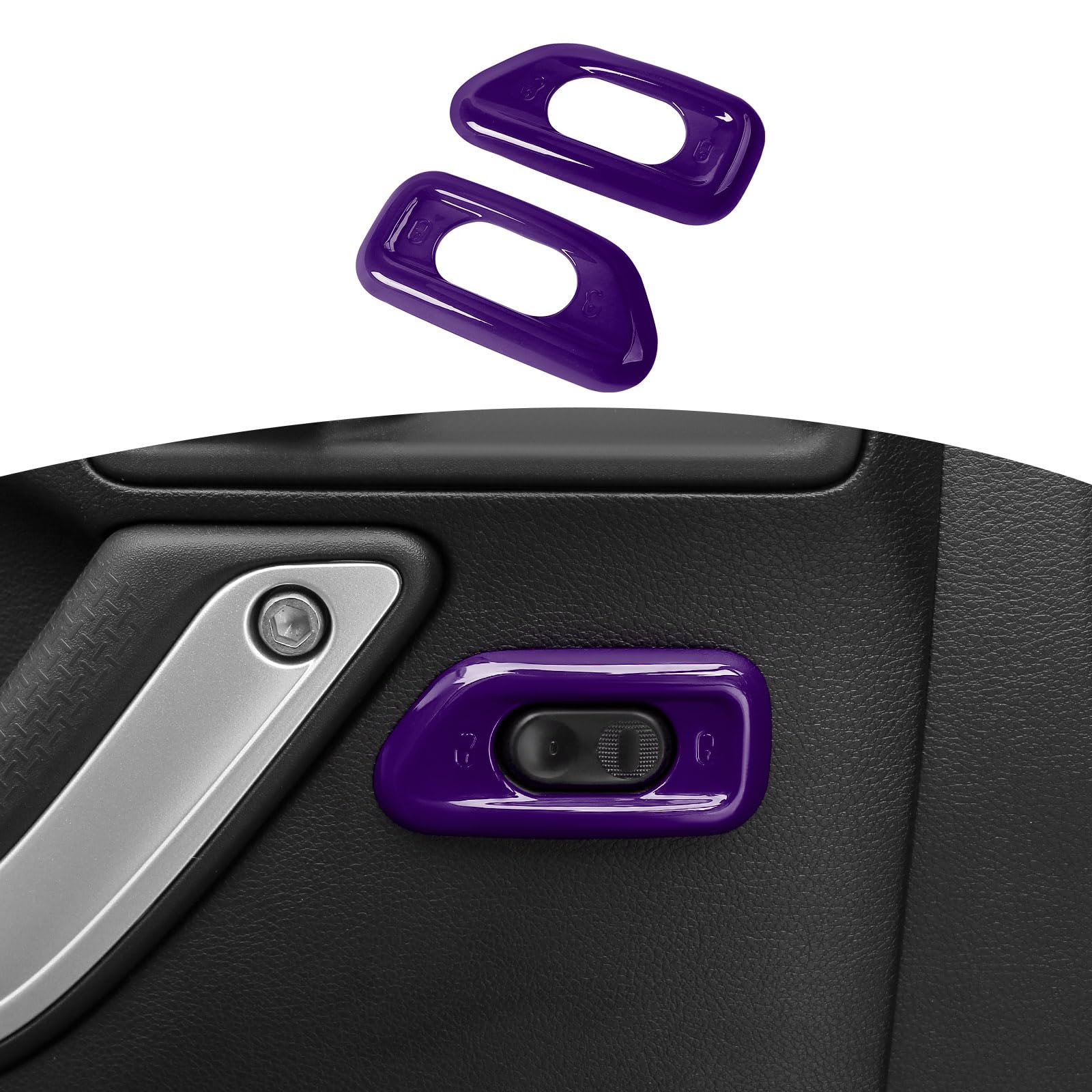 Jeep Wrangler JK JKU Door Lock Switch Cover Trim Bezel (2011-2017) - Purple Interior Accessories (2-Pack) | Durable ABS Plastic Upgrade for Enhanced Protection & Style | Perfect for Off-Road Adventures & Daily Driving
