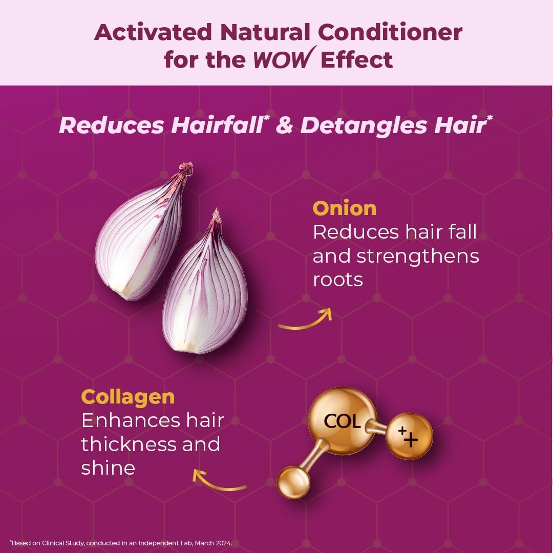 WOW Skin Science Onion Conditioner with Red Onion Seed Oil, Black Seed Oil & Pro-Vitamin B5 - Paraben-Free, Silicone-Free, Color-Free Hair Treatment (100mL) - Promotes Hair Growth & Reduces Hair Fall for Damaged & Dry Hair
