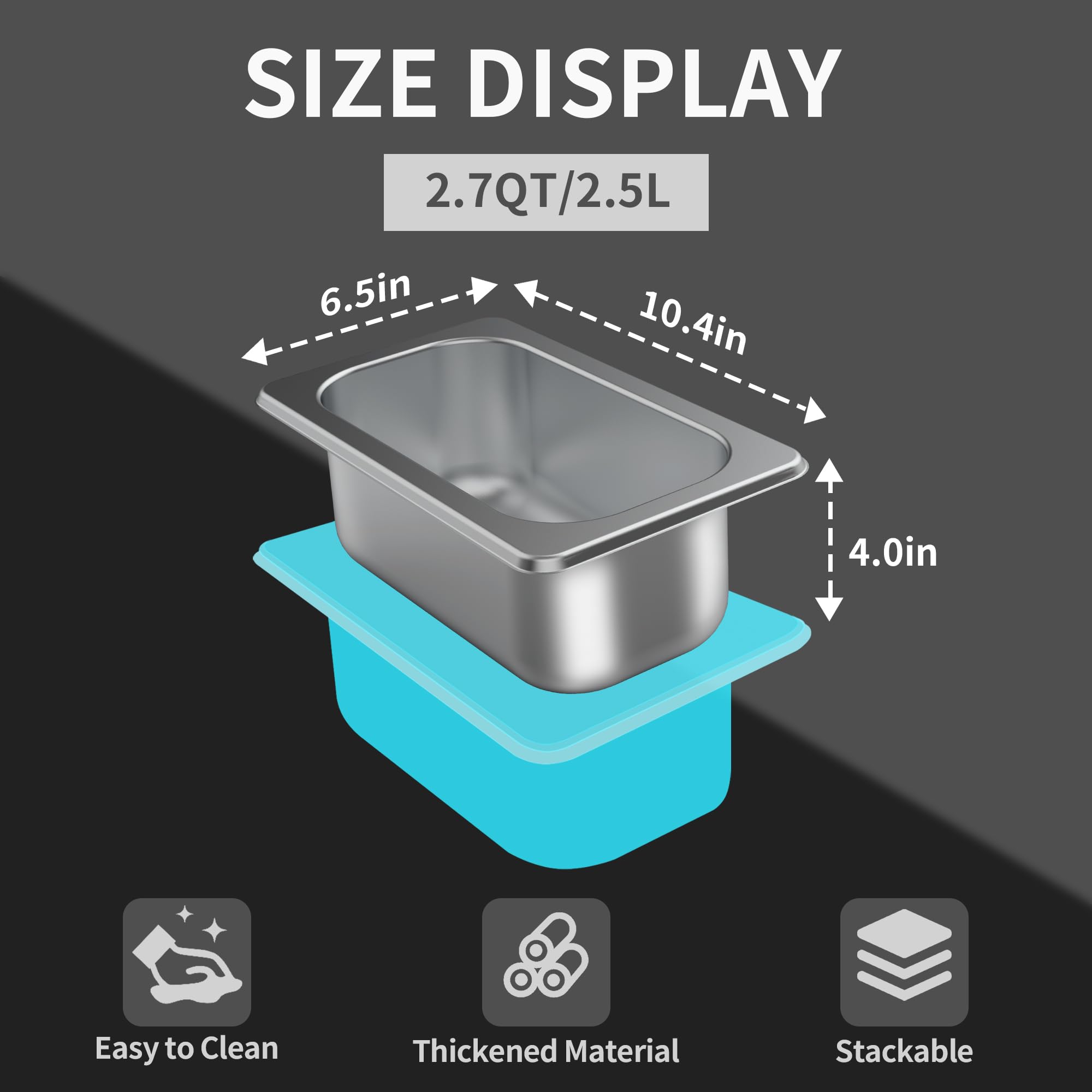 6 Pack Stainless Steel 1/4 Size Hotel Pans with Lids - 4 Inch Deep Commercial Food Steam Table Pans for Buffet Catering, Restaurant Kitchen & Food Service - Perfect for Food Storage, Meal Prep & Steam Table Serving