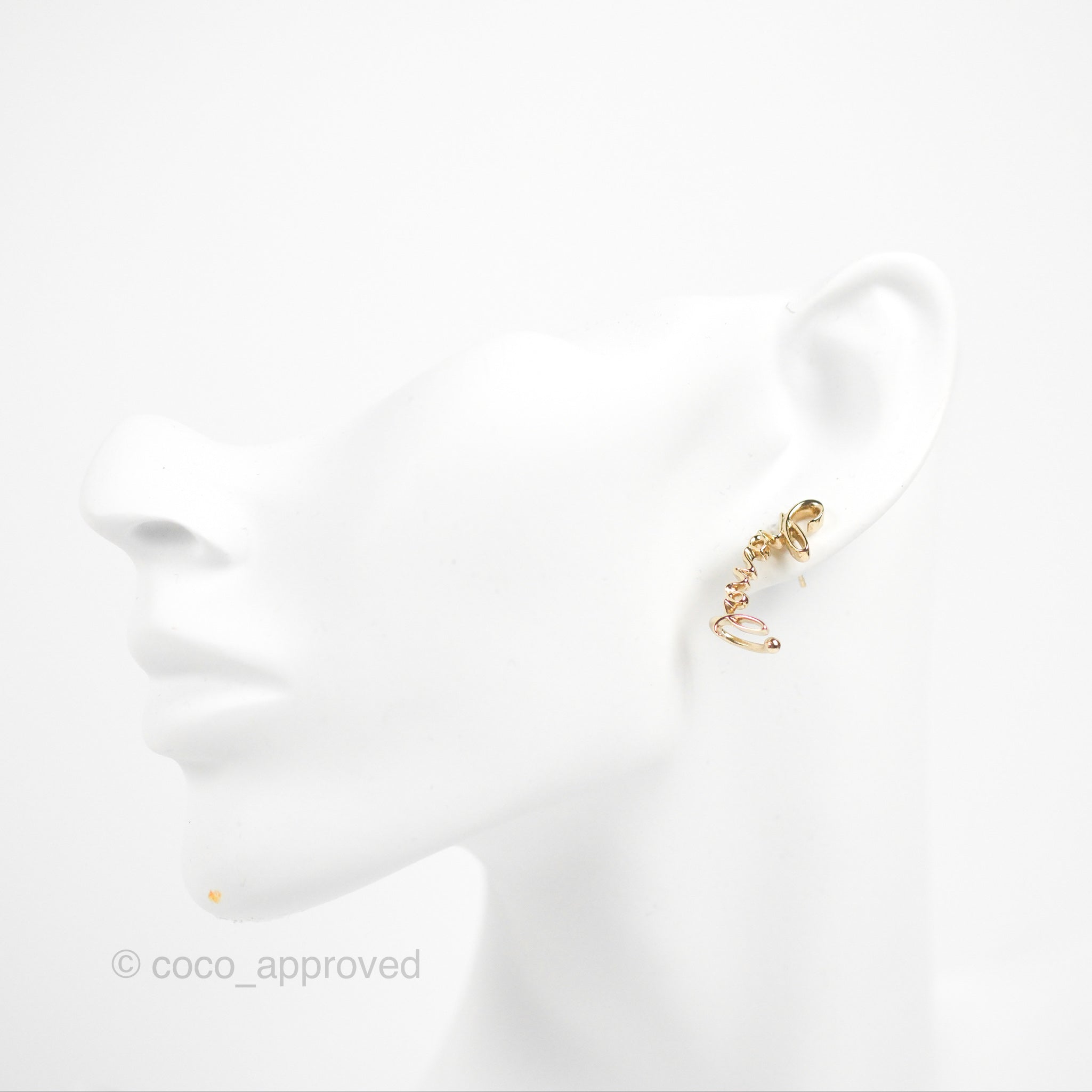Chanel CC Coco Crystal Earrings & Ear Cuff Set - Gold Tone Fashion Jewelry 22P Collection | Perfect for Parties, Weddings & Evening Events
