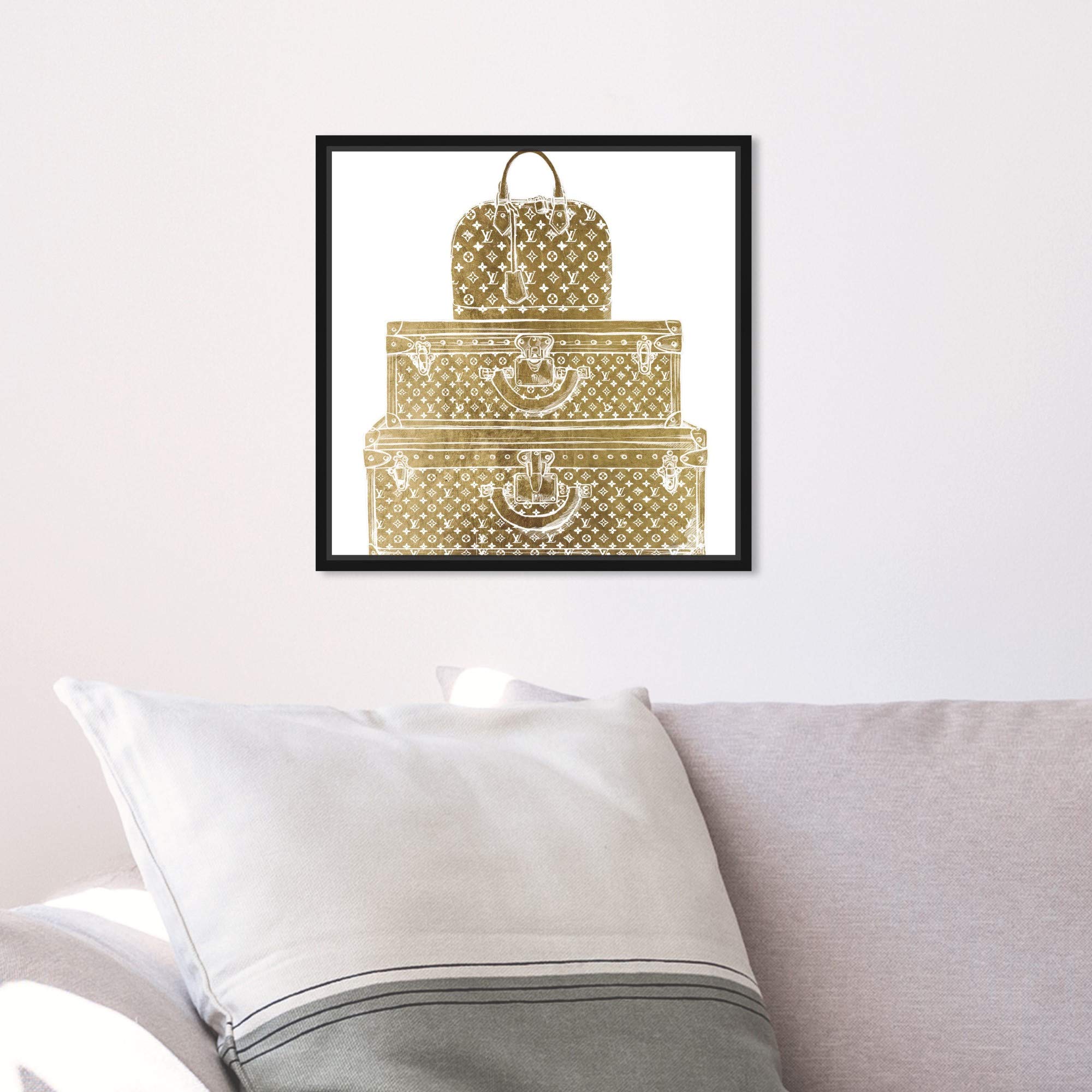 Royal Bag & Luggage Diecut Framed Wall Art Canvas Print - 12x12 Inch Gold & White Travel-Themed Home Decor by Oliver Gal Artist Co. | Perfect for Living Room, Bedroom, Office & Gift Giving