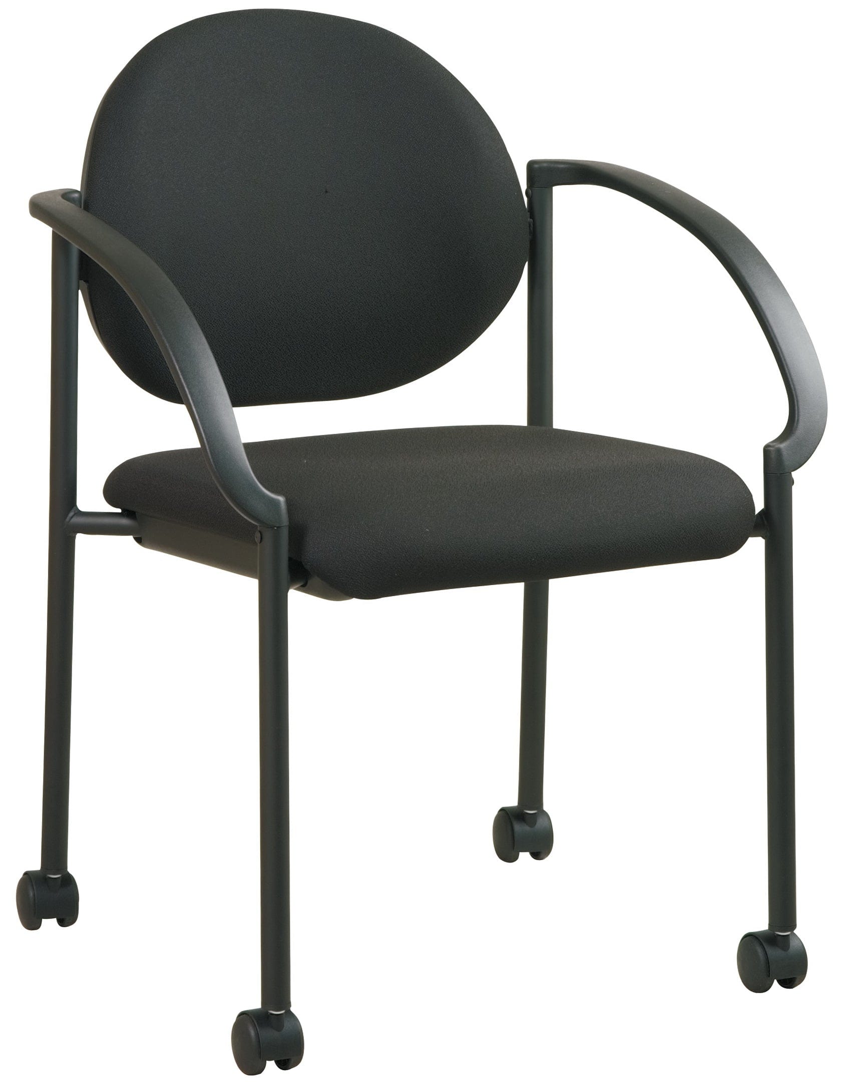 Office Star STC3440 Stacking Chair with Casters & Arms - Ergonomic Rolling Office Chair for Conference Rooms, Classrooms & Home Offices