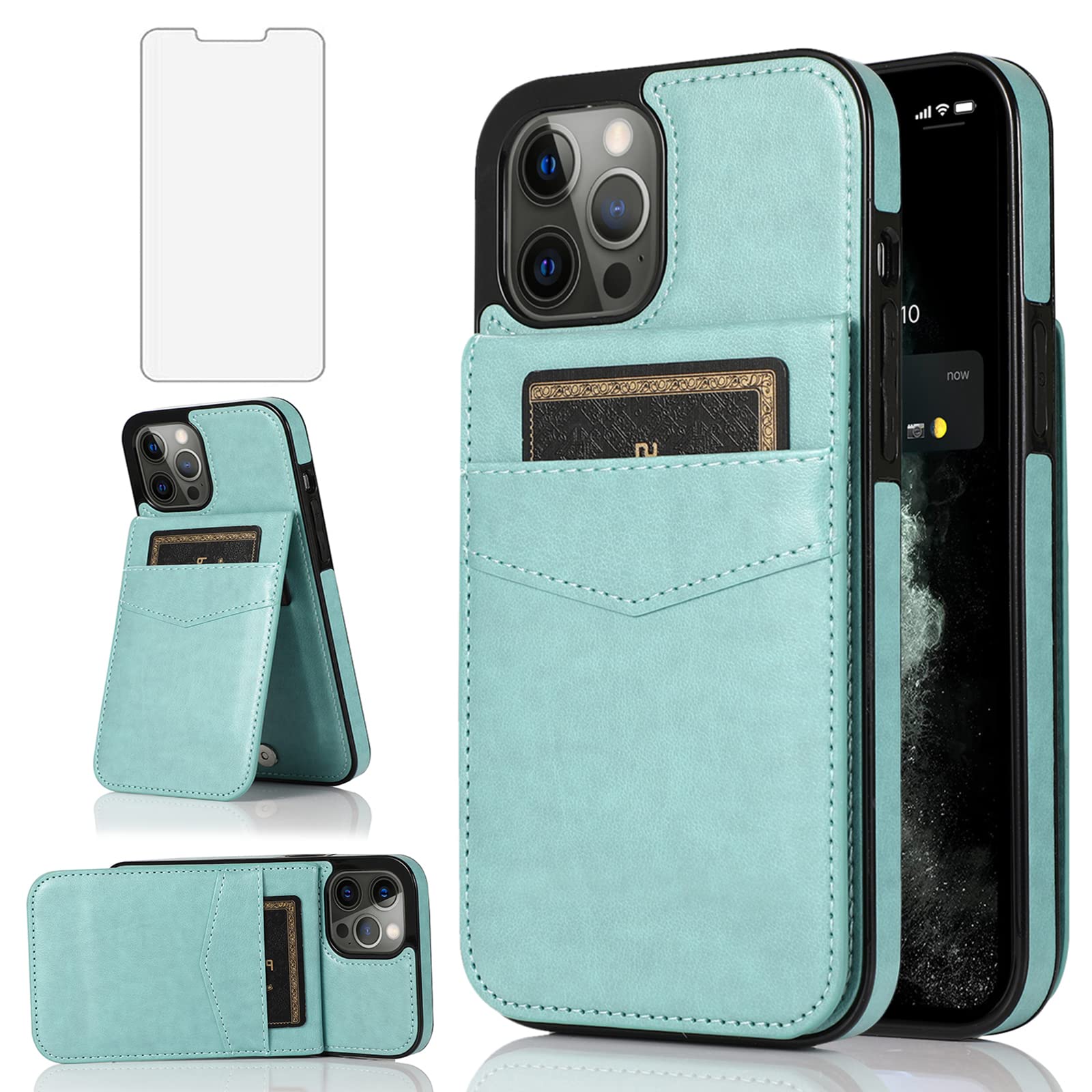 Premium Leather Wallet Phone Case for iPhone 13 Pro 6.1