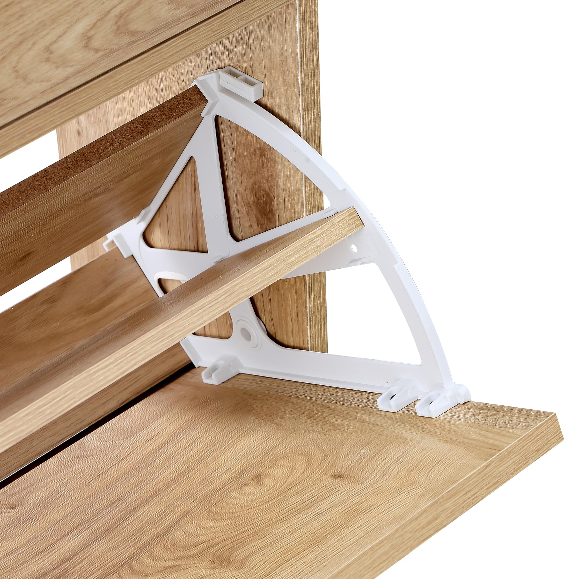 XIAO WEI Shoe Storage Cabinet with 2 Flip Half Moon Doors - Adjustable Shelf Freestanding Shoe Organizer for Entryway, Hallway & Closet (Oak) - Perfect for Small Spaces & Home Organization