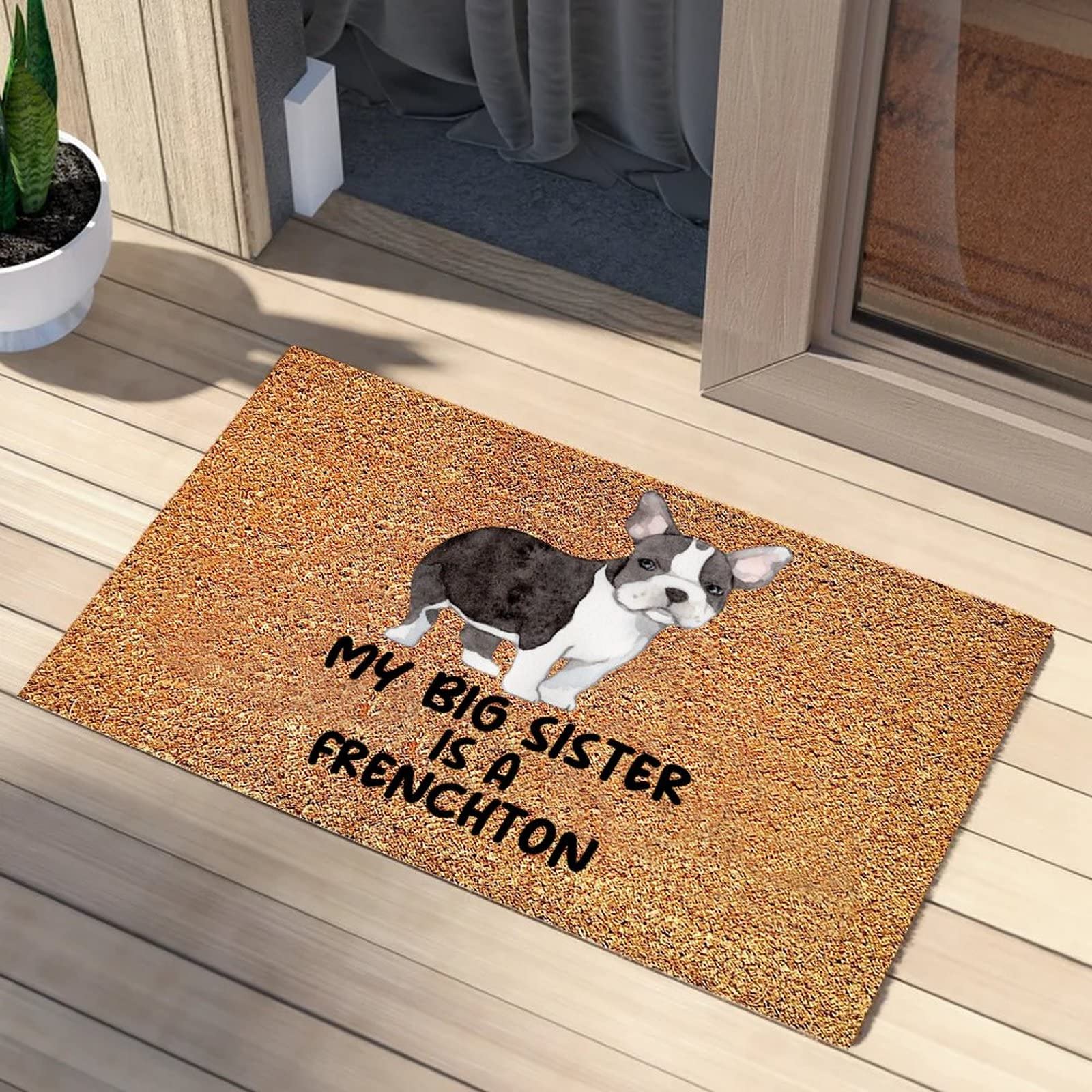 French Bulldog Welcome Mat - Non-Slip Coconut Coir Doormat for Dog Lovers | Durable 16x24 Inch Indoor/Outdoor Entryway Rug with Quick-Dry & Fade-Resistant Design | Perfect Gift for Dog Moms & Pet Owners - Great for Front Door, Porch, or Patio Use