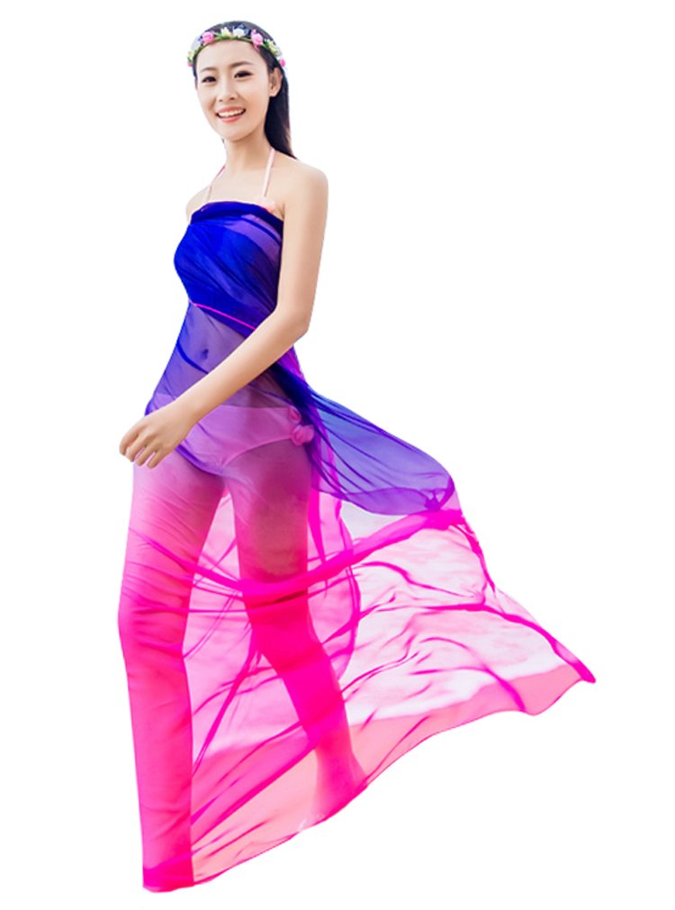 GERINLY Women's Ombre Chiffon Beach Cover Up - Lightweight Bikini Wrap for Summer - Perfect for Poolside, Vacation & Beach Getaways