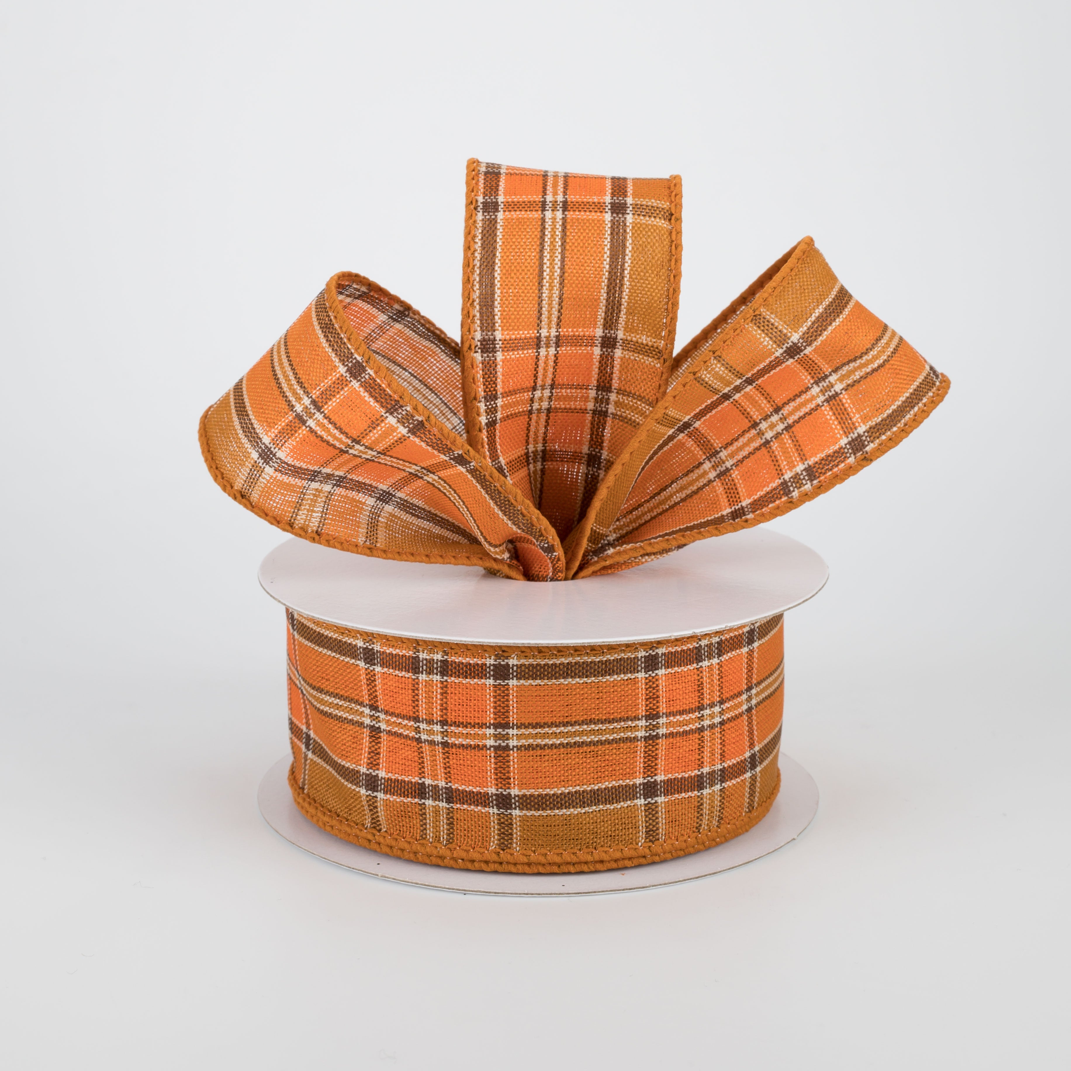 1.5 Inch Fall Plaid Ribbon - Rust & Brown Checkered Pattern - 10 Yards Decorative Ribbon for Gift Wrapping, DIY Crafts, Seasonal Home Decor and Autumn Wedding Decorations