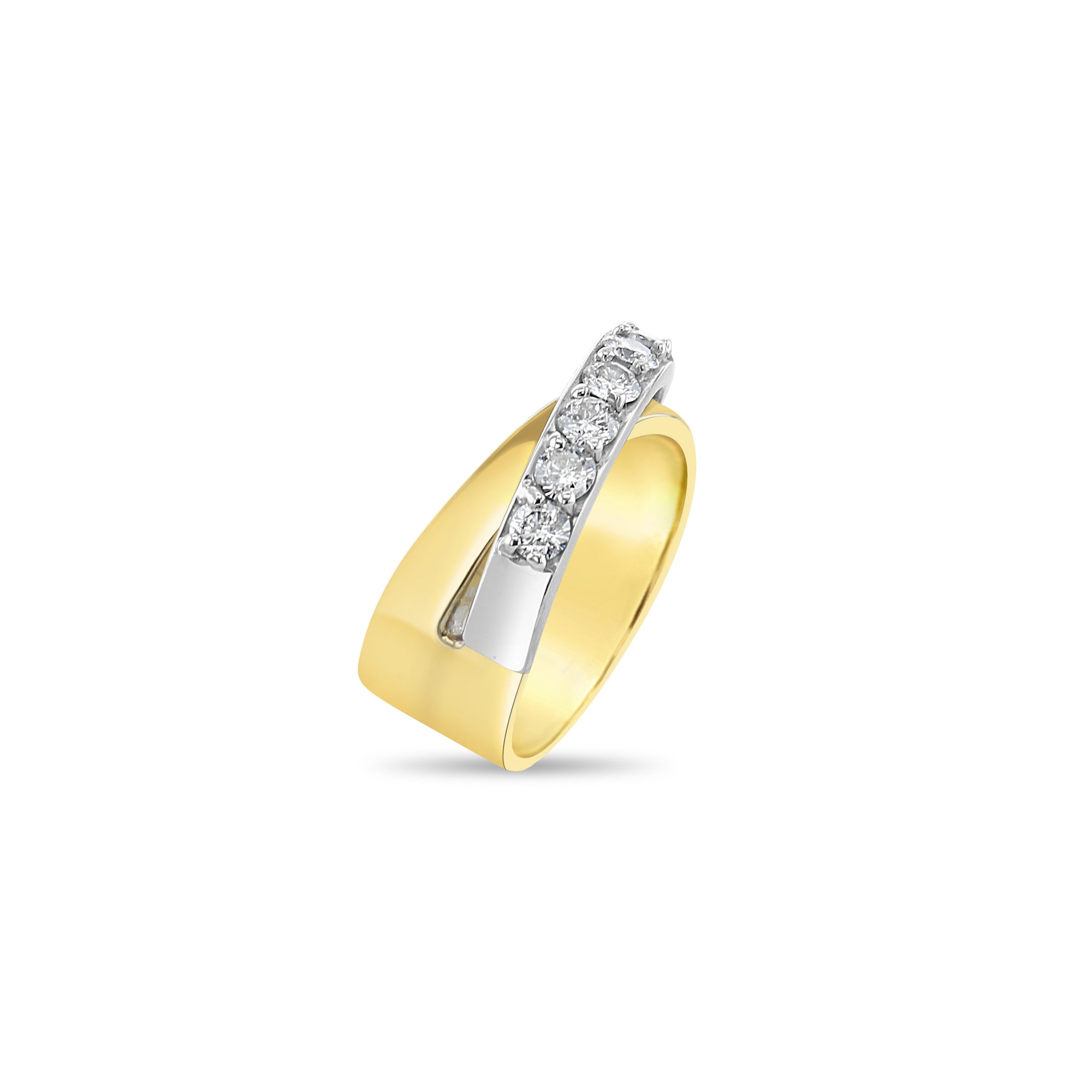 14K Two-Tone Criss Cross Diamond Wedding Band – Elegant Stackable Ring for Bridal, Anniversary & Special Occasions