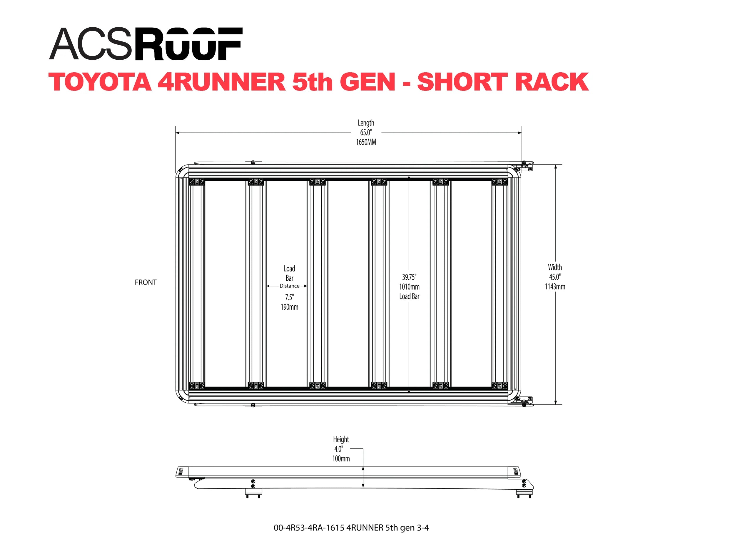 ACS ROOF 3/4 Roof Platform Rack for Toyota 4Runner 2010-2023 | Heavy Duty Aluminum Roof Rack | Perfect for Camping, Off-Roading & Outdoor Adventures