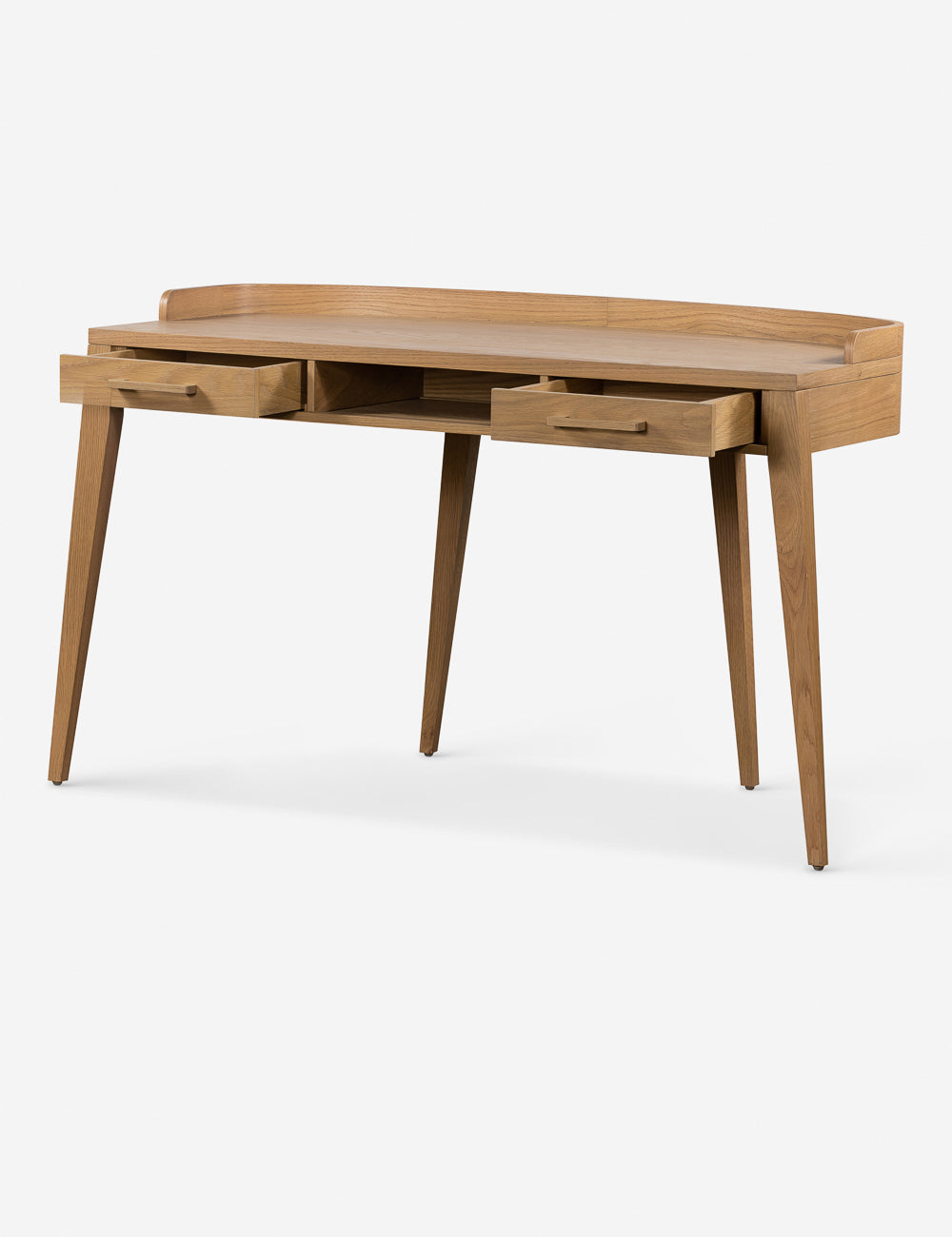 Drake Desk - Modern Writing Desk for Home Office, Study & Workspace - Sturdy Wooden Computer Desk with Drawers & Storage Shelf - Perfect for Remote Work, Online Classes & Small Spaces