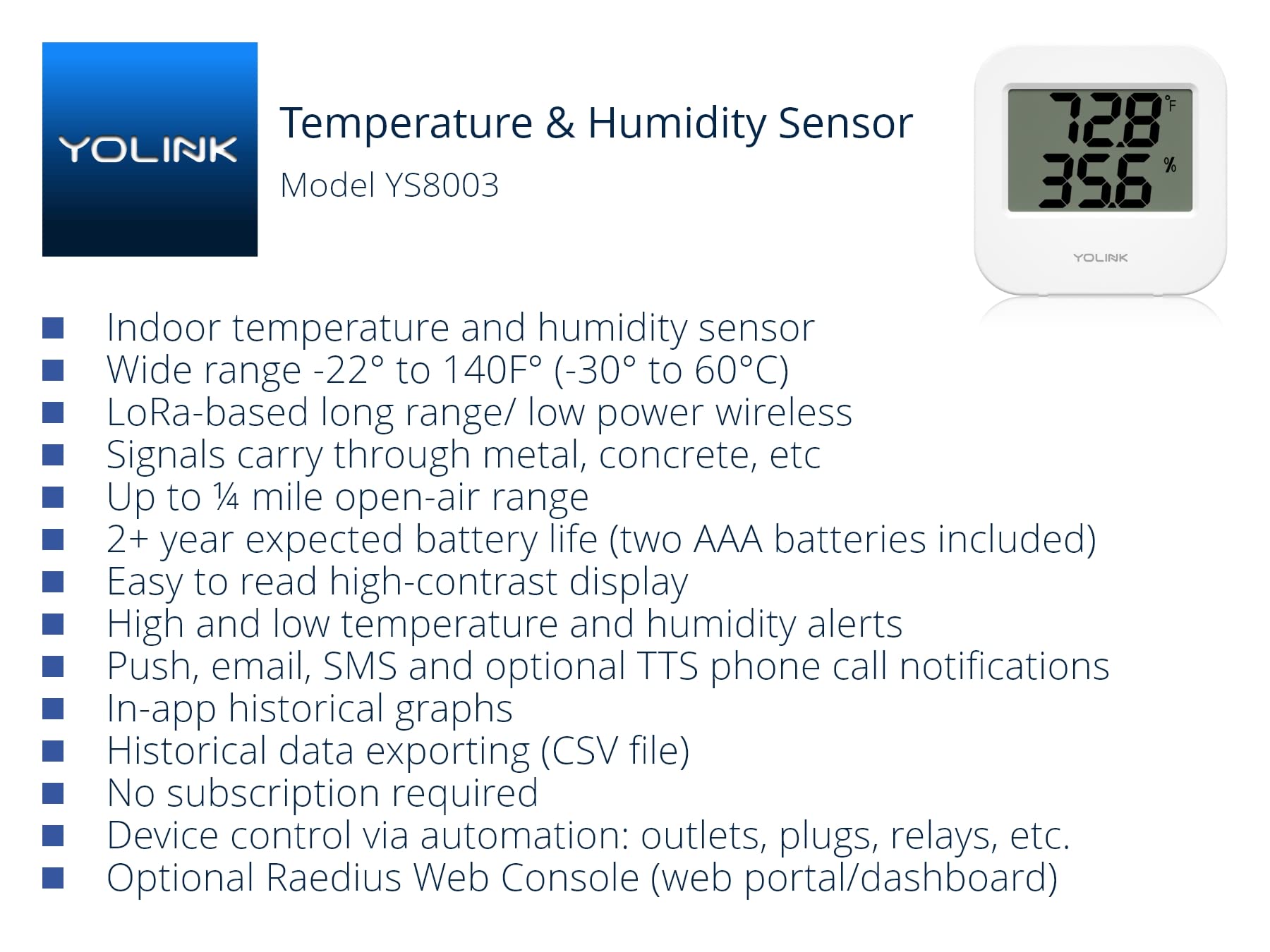 Smart Wireless Temperature & Humidity Sensor for Freezer & Fridge Monitoring - Wide Range, Real-Time Alerts | Ideal for Home, Restaurant & Laboratory Use
