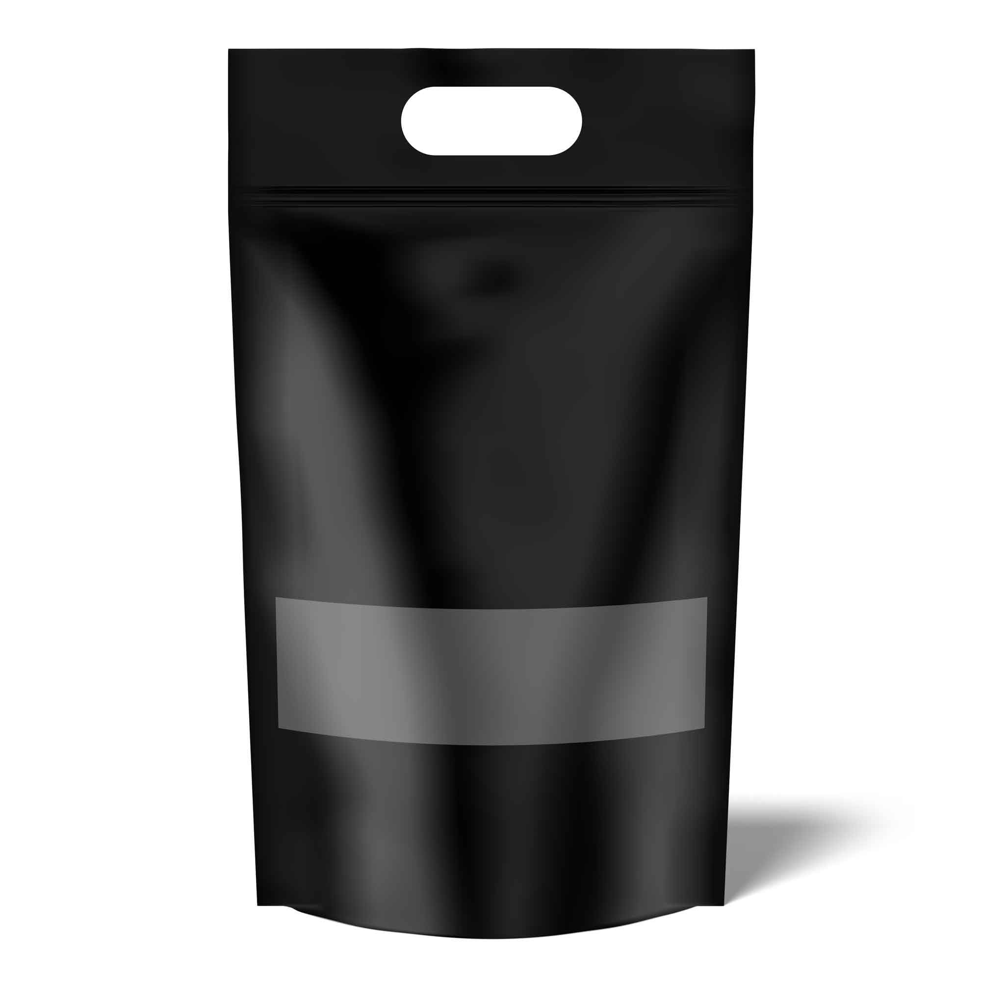 100 Resealable Black Stand Up Bags 44x29.5cm (17.3x11.6in) - Food Storage, Coffee, Snacks & Pet Treats Packaging with Zip Handle Pouch - Perfect for Home, Office & Retail Use