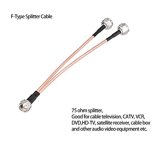 Superbat F Type Splitter Cable - 75 Ohm Coaxial Cable Splitter, F Male to Dual F Male, 6 Inch - for Cable Modem, TV Box, Satellite, Antenna | Perfect for Home Theater Setup & Signal Distribution